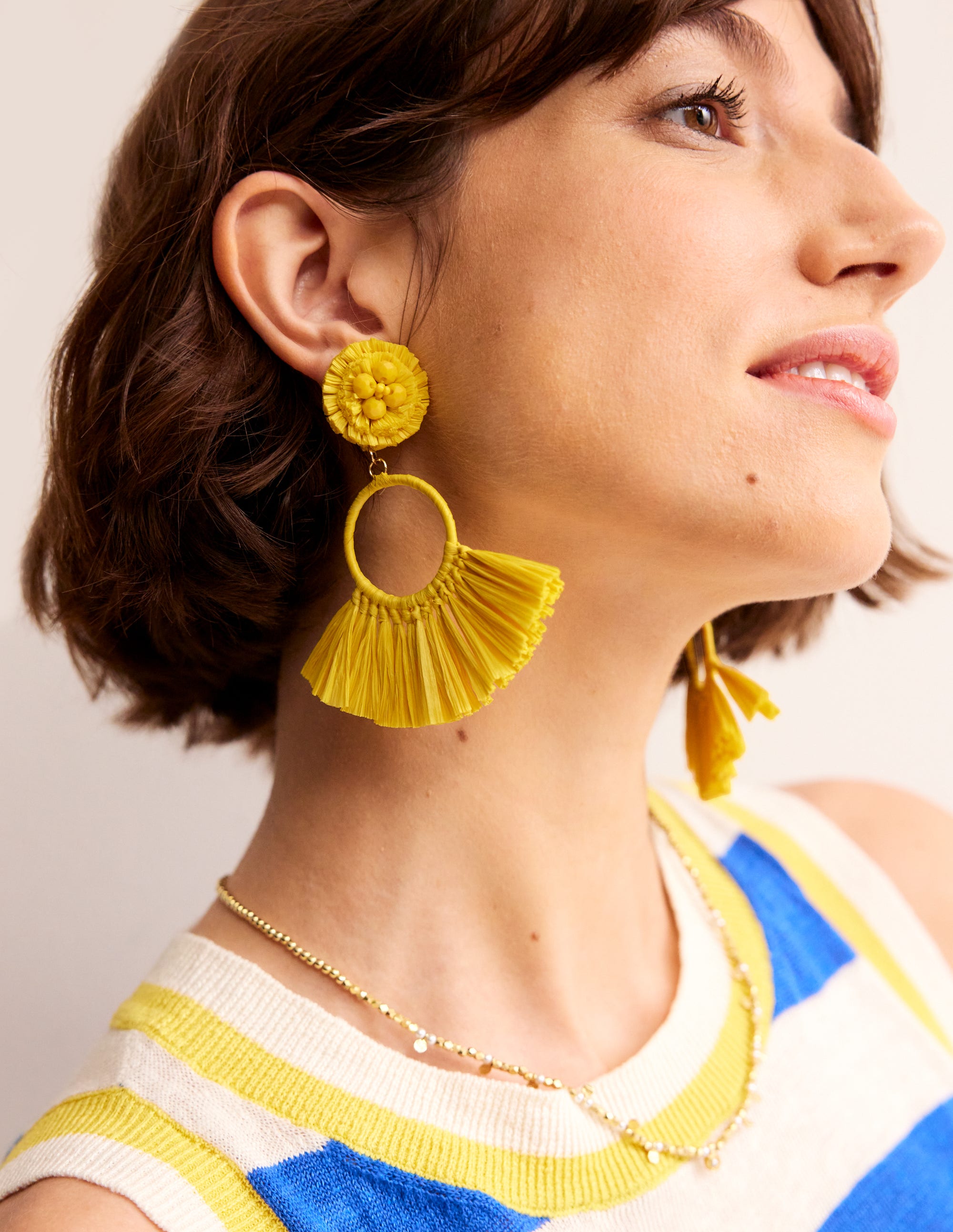Tassel Ring Earrings-Warm Sunshine Yellow - Image 1