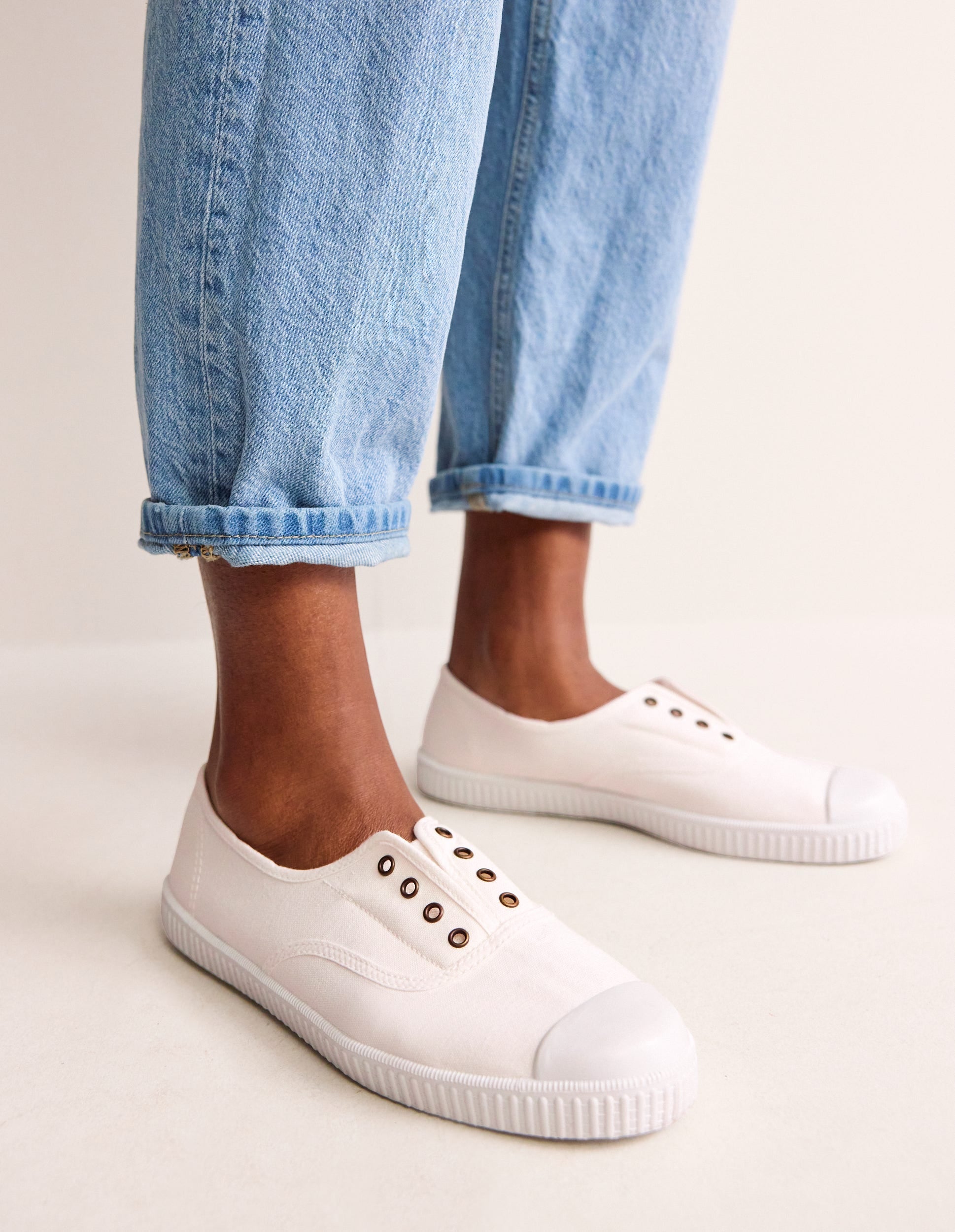 Laceless Canvas Plimsolls-Ivory-2