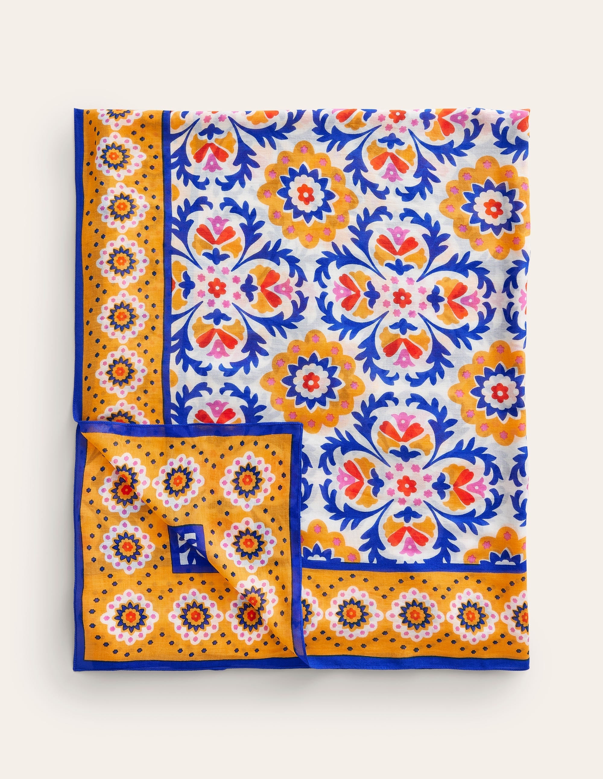 Printed Sarong Scarf-Artisan’s Gold, Mosaic Bloom - Image 2