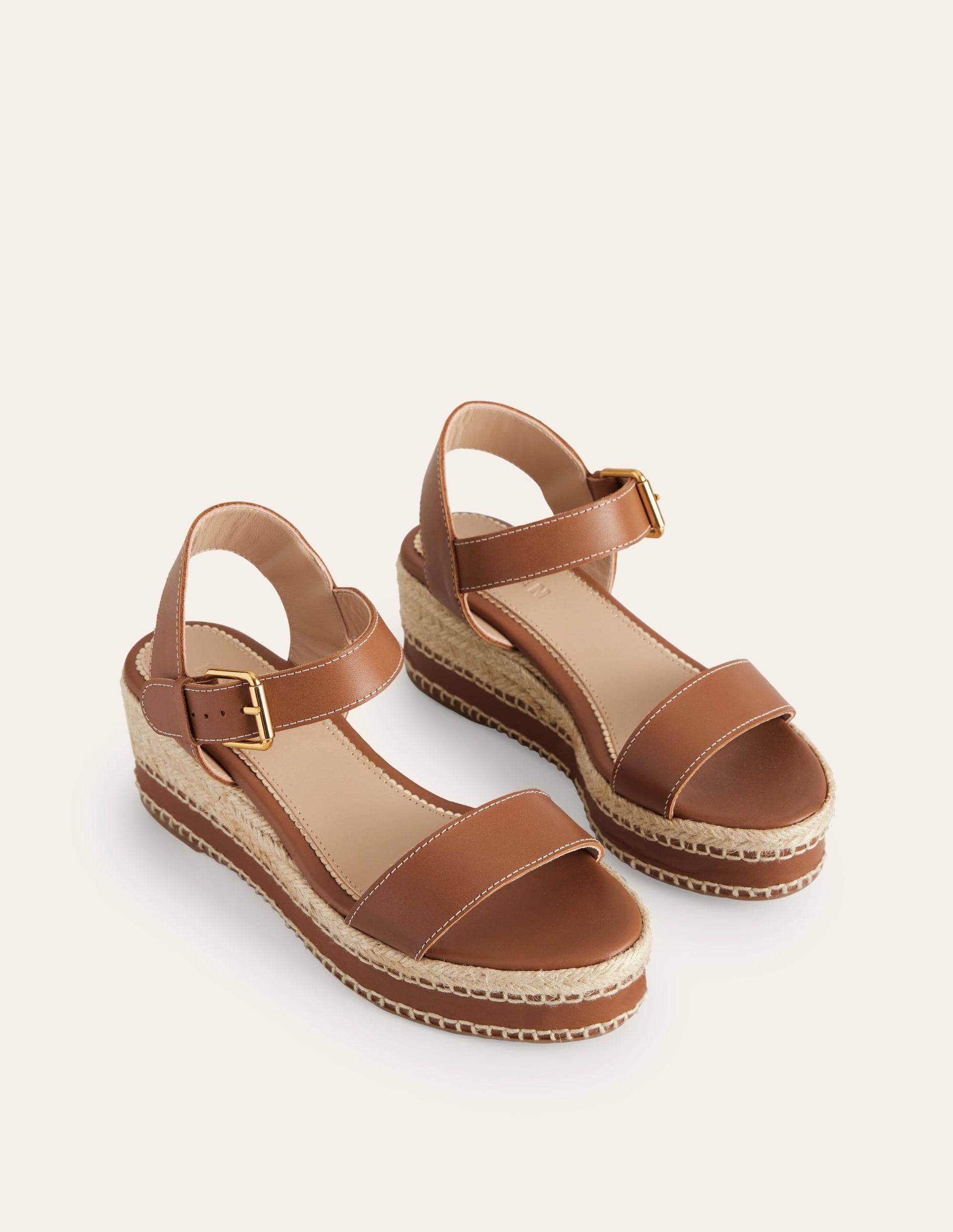 Stitched Wedge Espadrilles-Tan-3