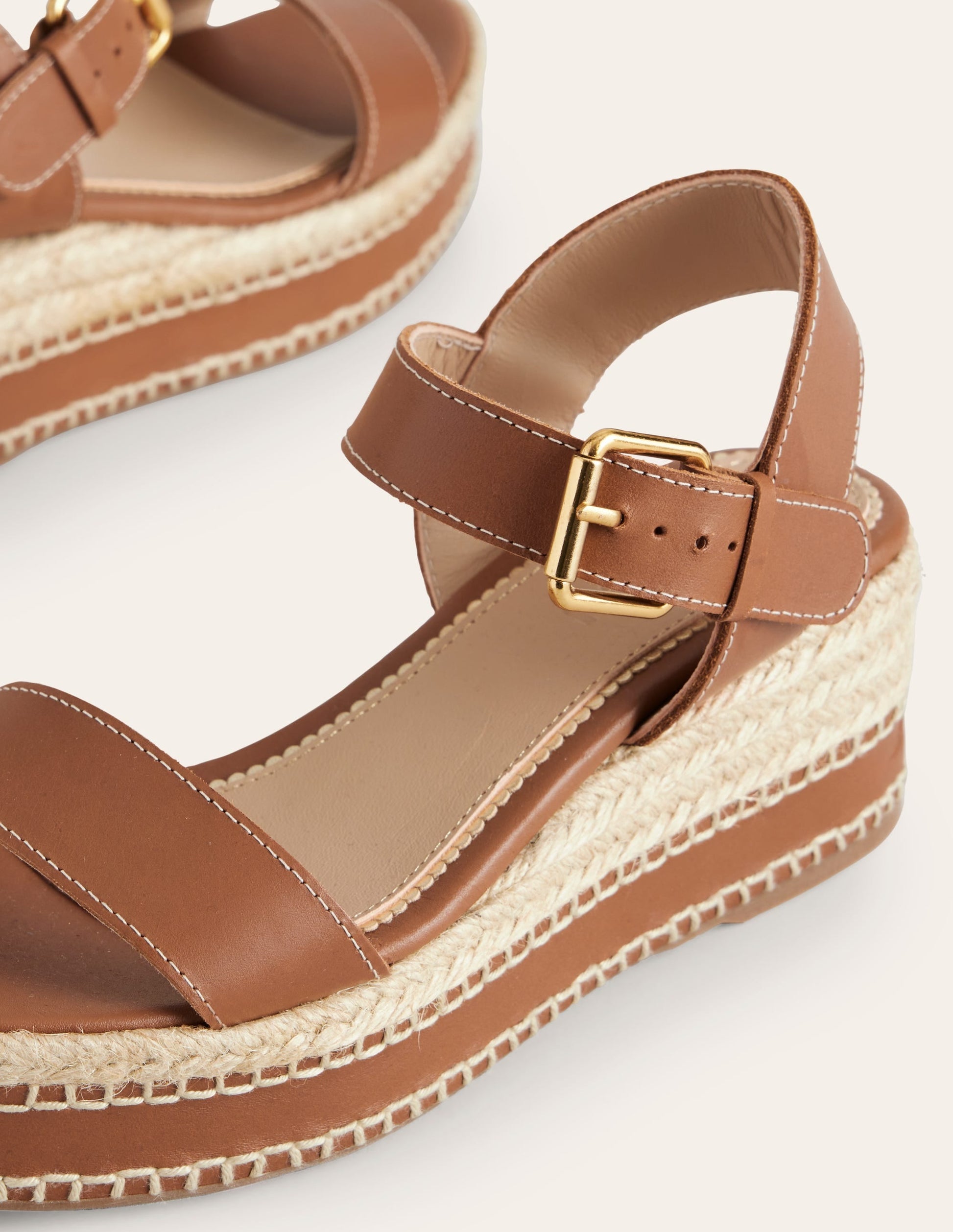 Stitched Wedge Espadrilles-Tan-4