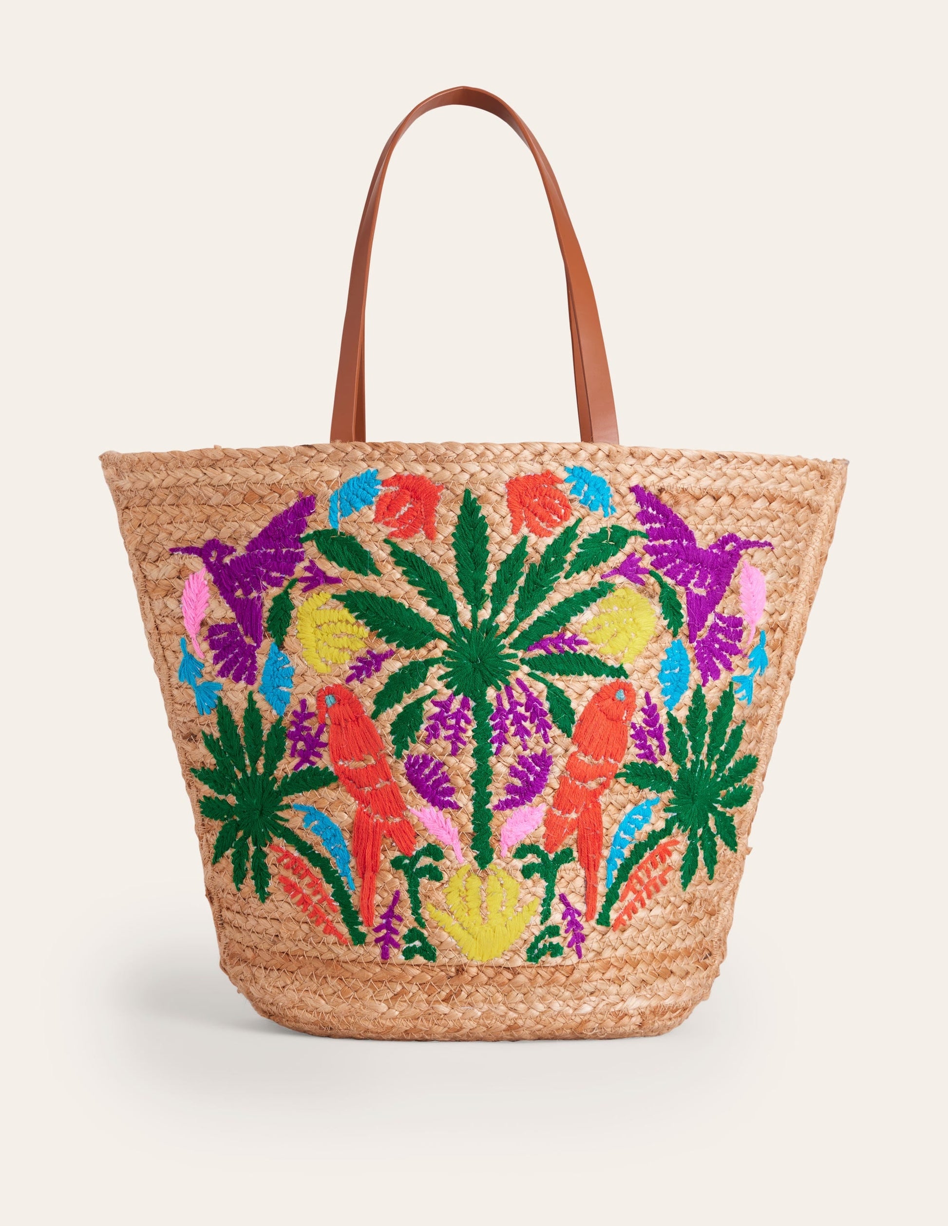 Embroidered Basket Bag-Parrot Embroidery-2