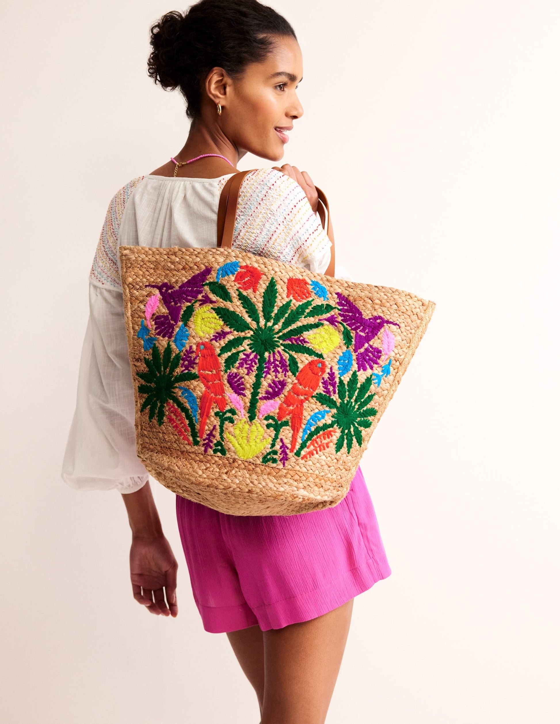 Embroidered Basket Bag-Parrot Embroidery-1