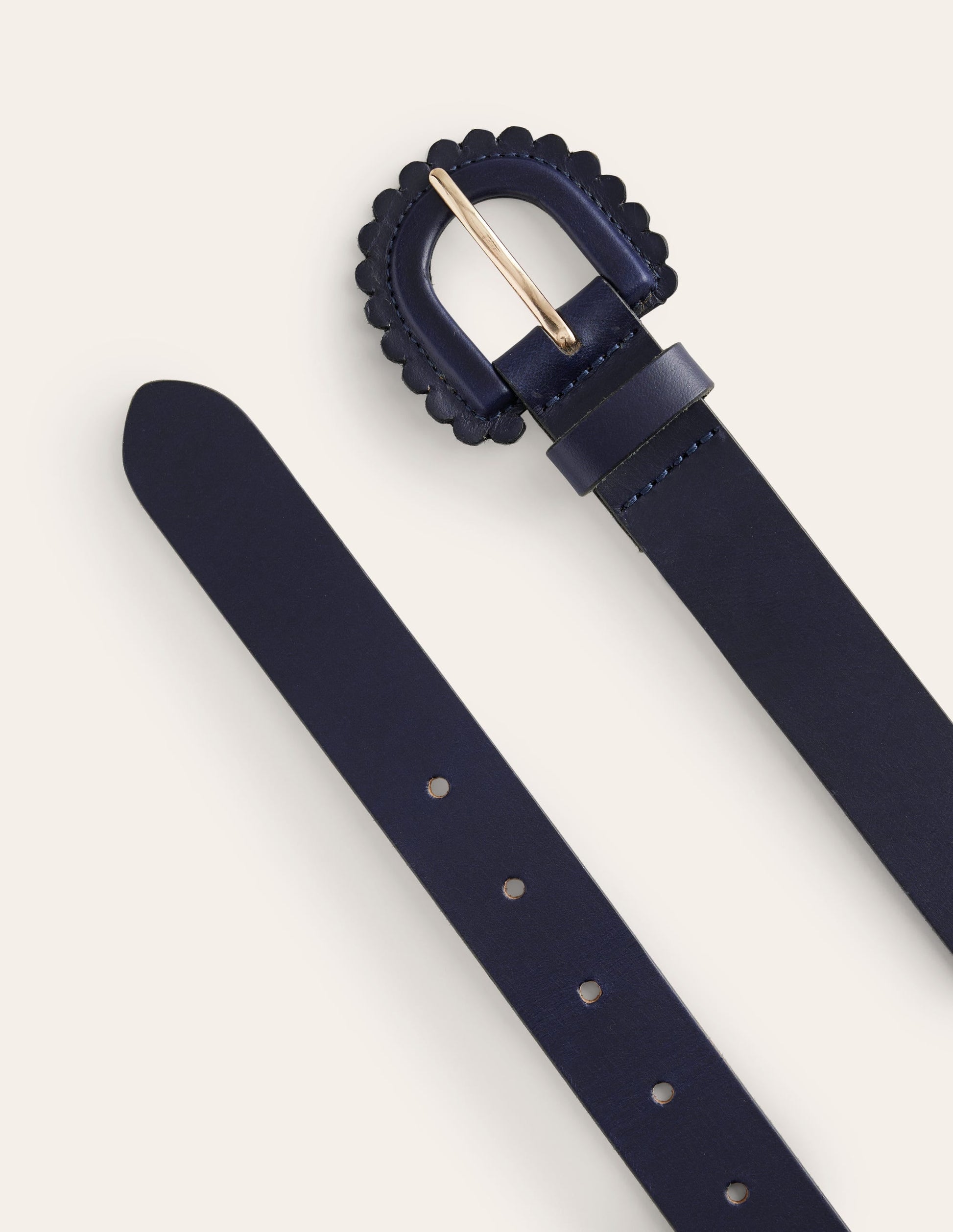 Scallop Buckle Belt-Navy-3