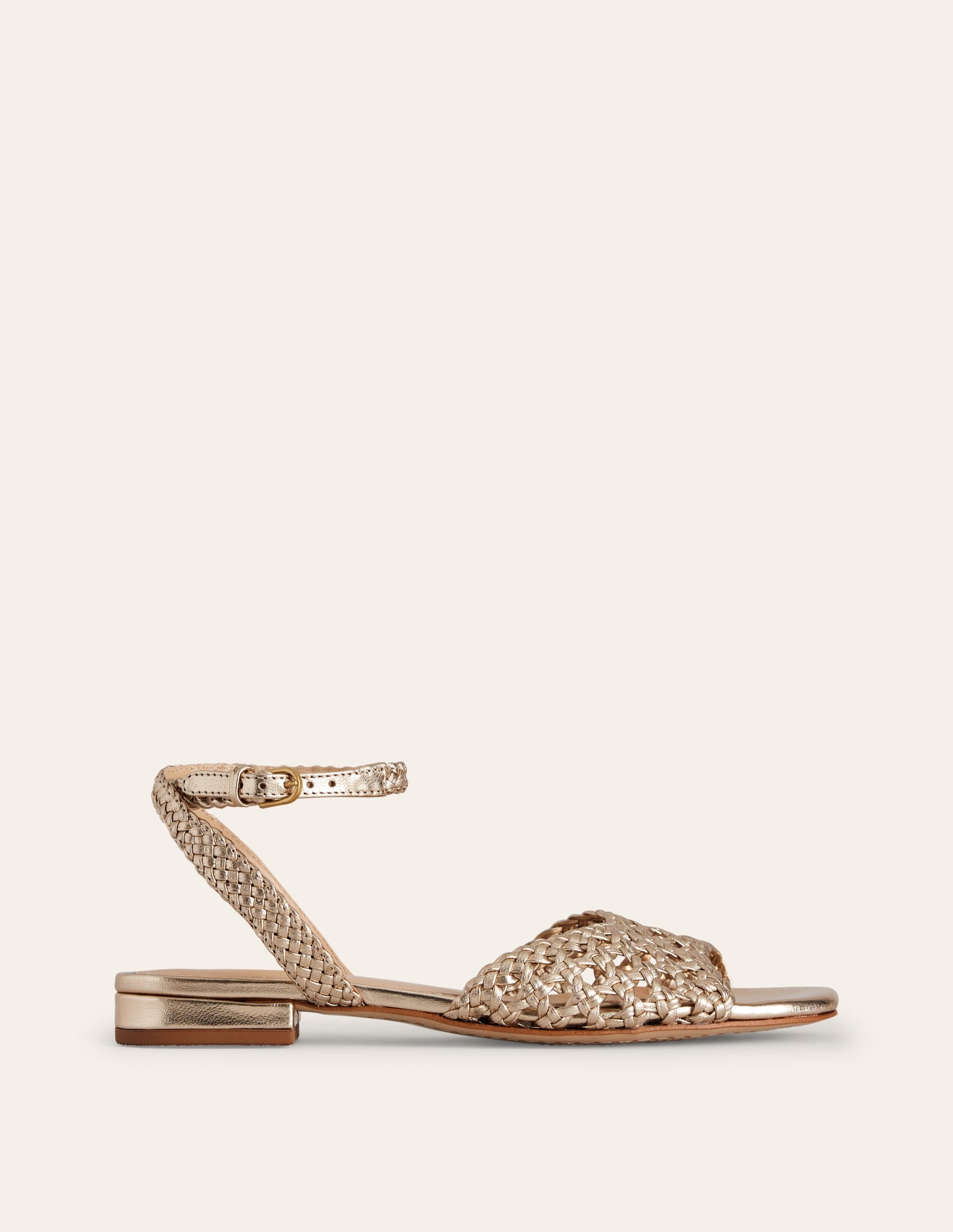 Woven Flat Sandals-Gold - Image 2