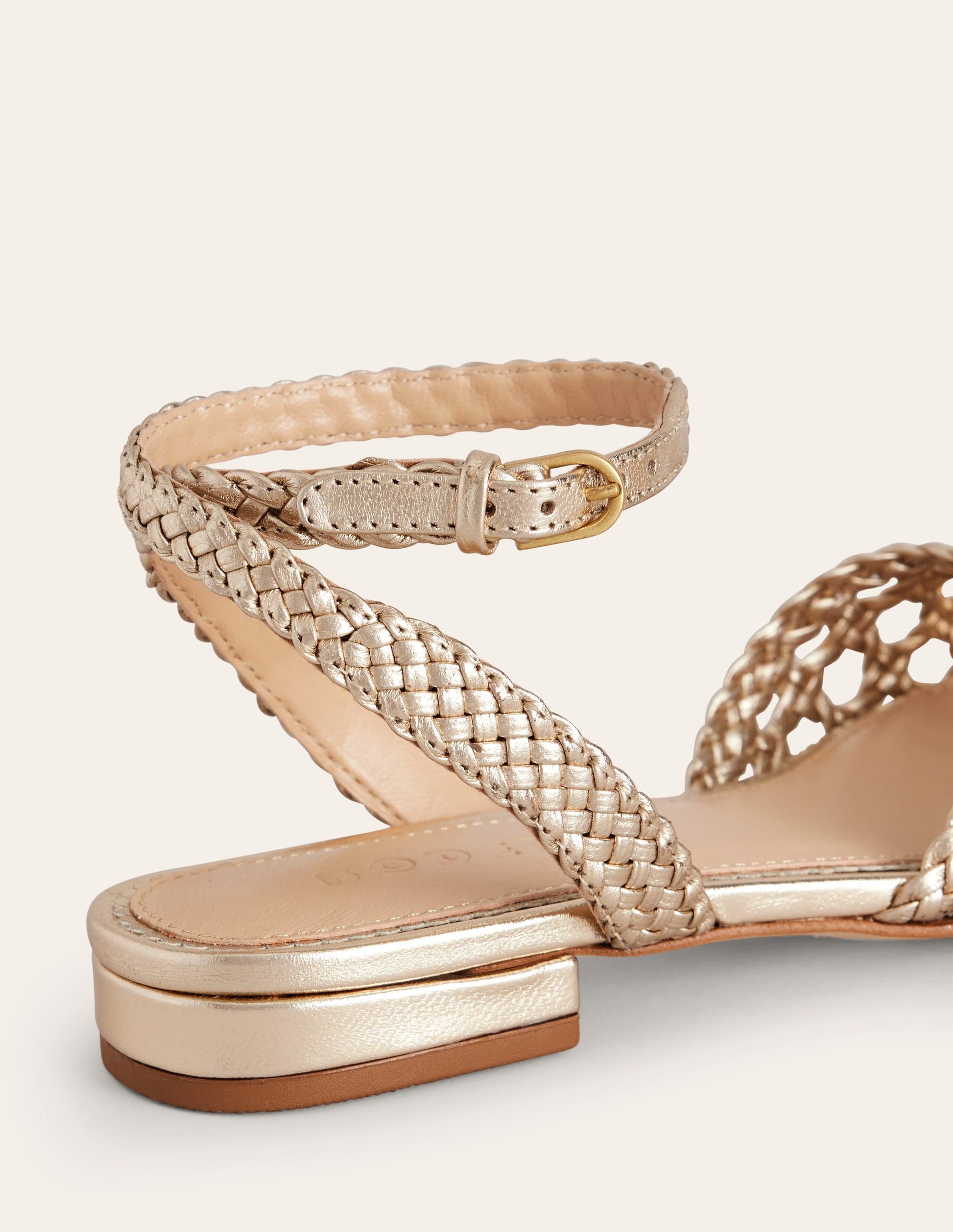 Woven Flat Sandals-Gold-4