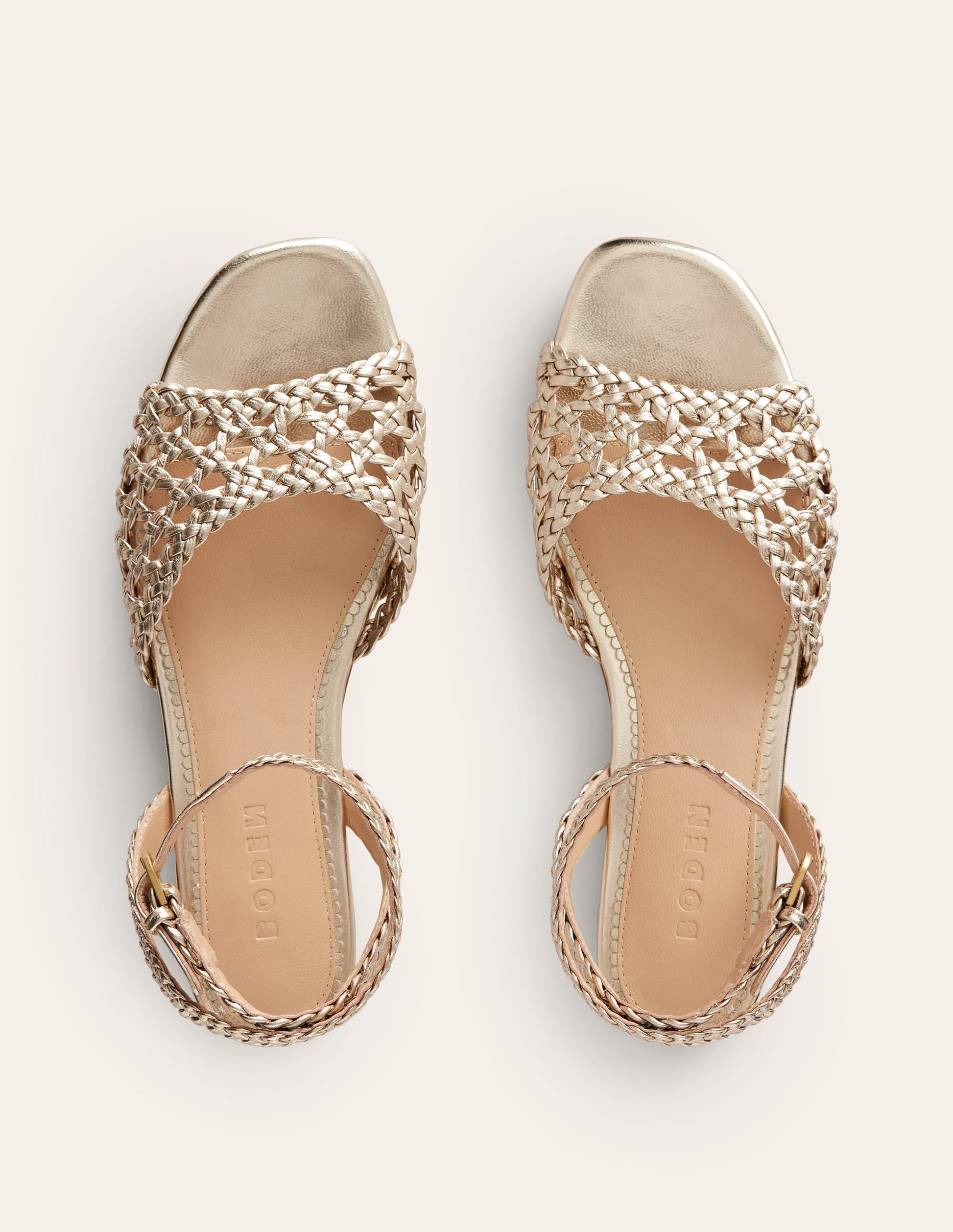 Woven Flat Sandals-Gold-5