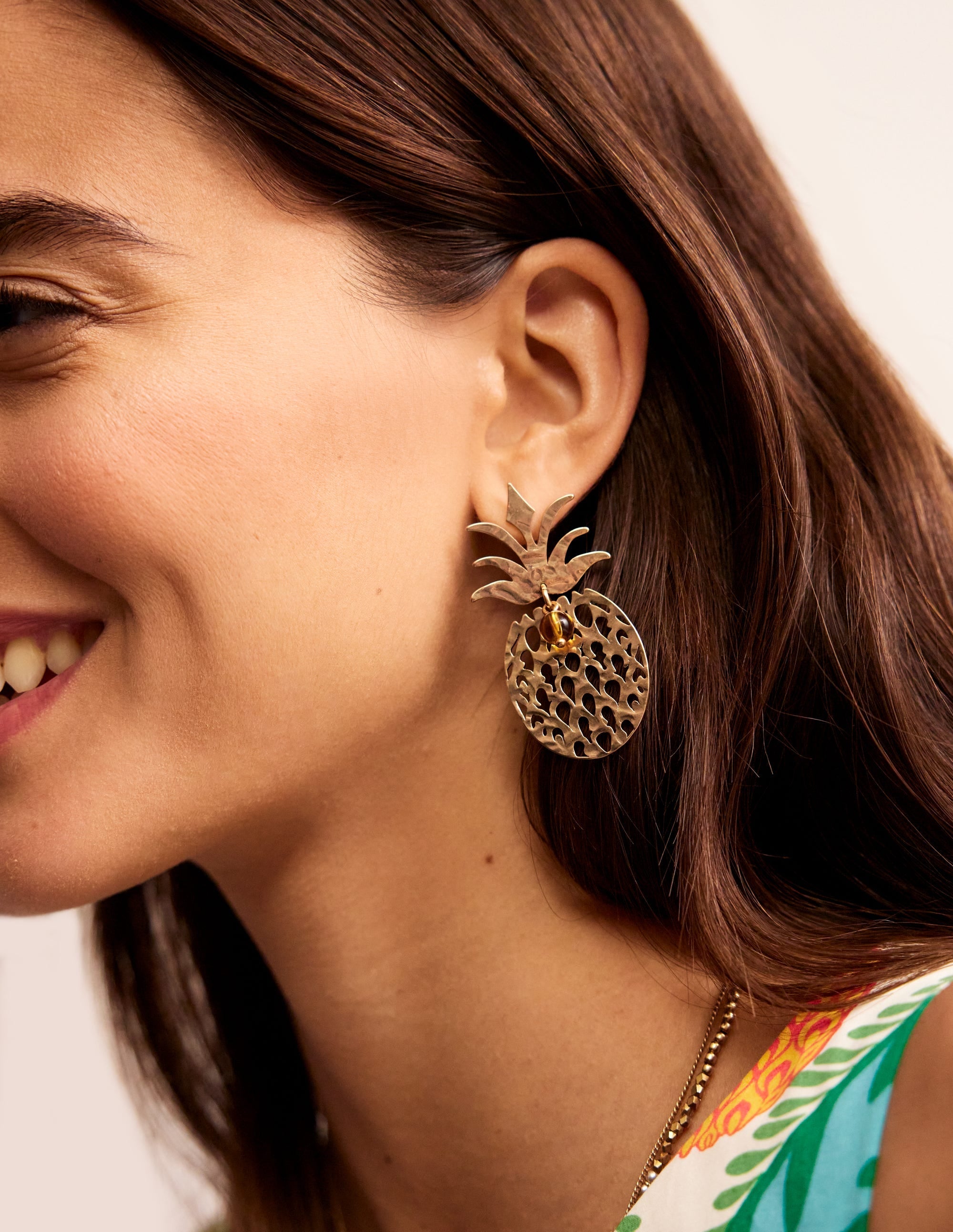 Metal Cut-Out Earrings-Pineapple - Image 1