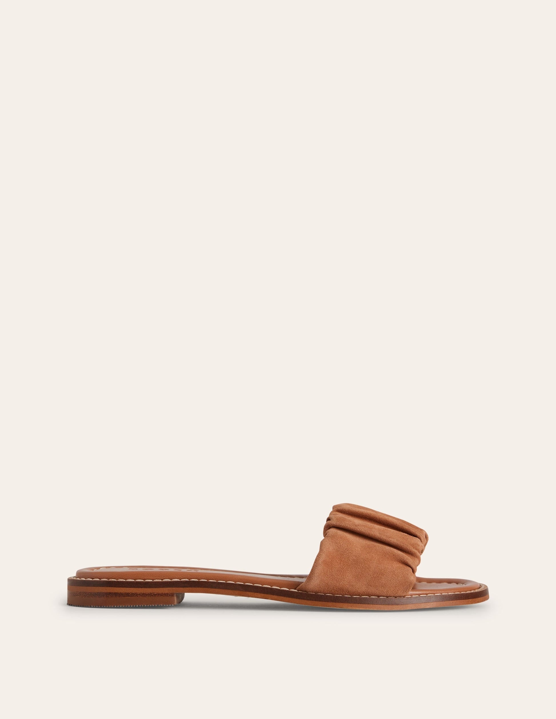 Ruched Flat Sandals-Tan-2