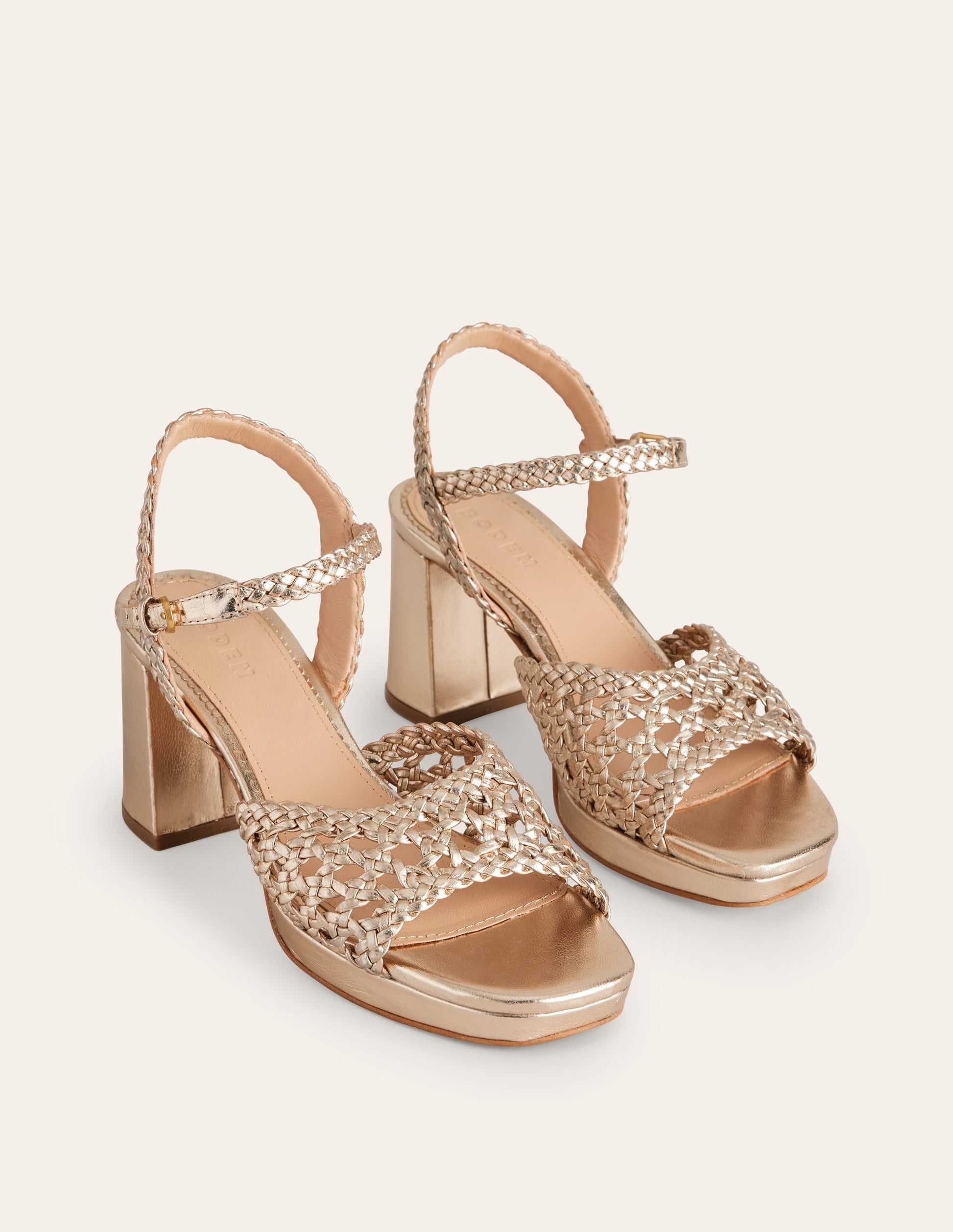 Woven Platform Sandals-Gold Metallic Leather-3