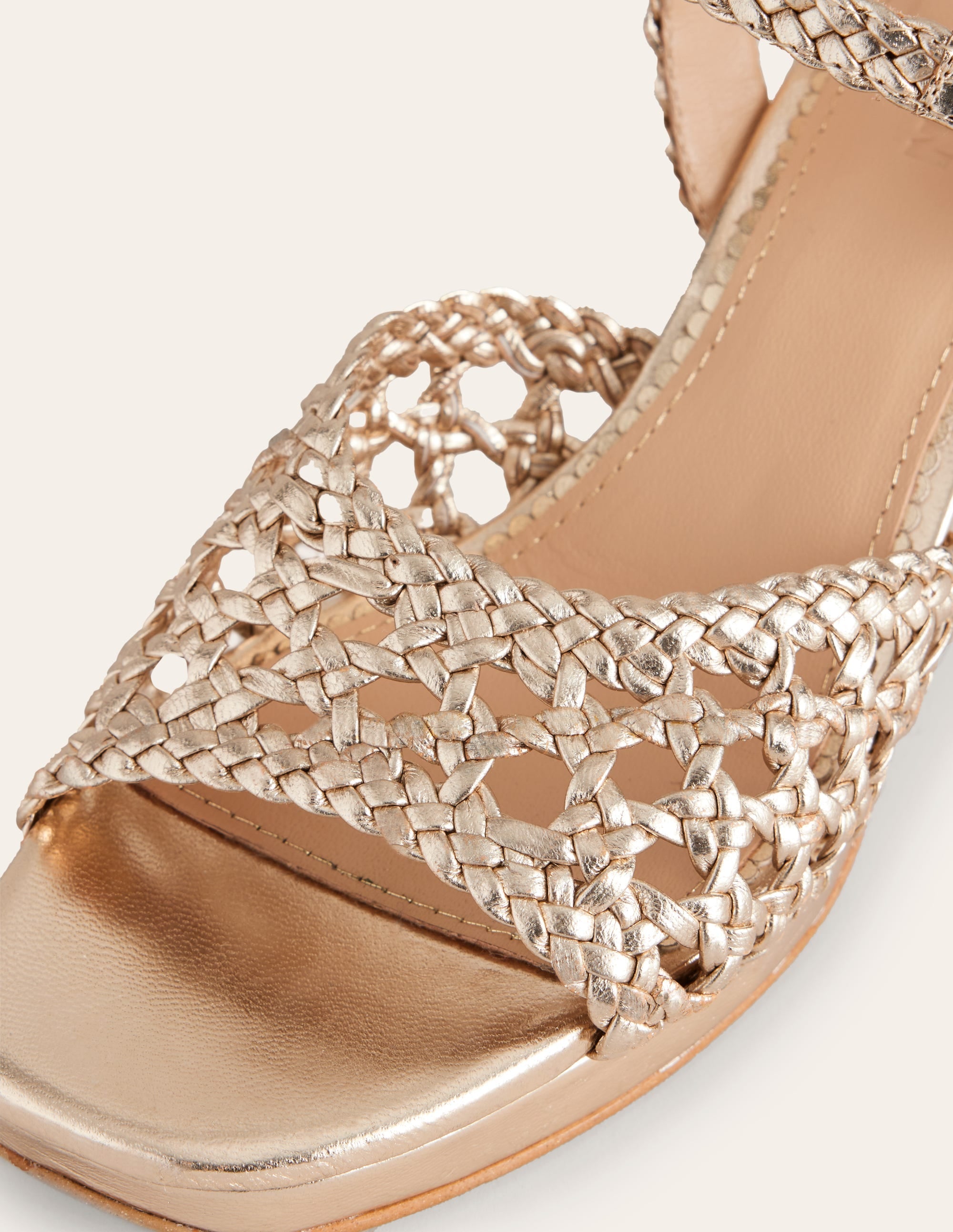 Woven Platform Sandals-Gold Metallic Leather - Image 4