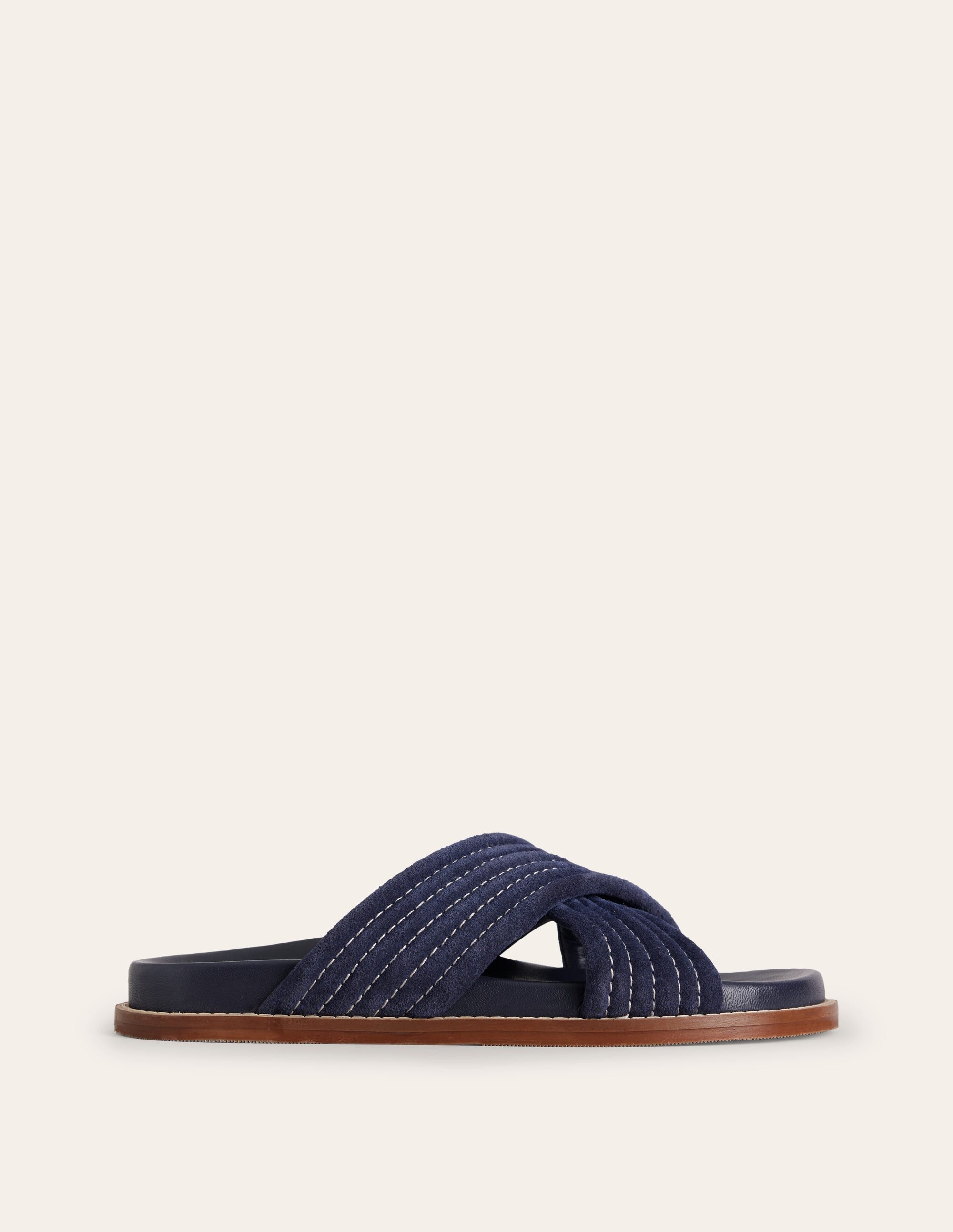 Cross Strap Sliders-Navy - Image 3