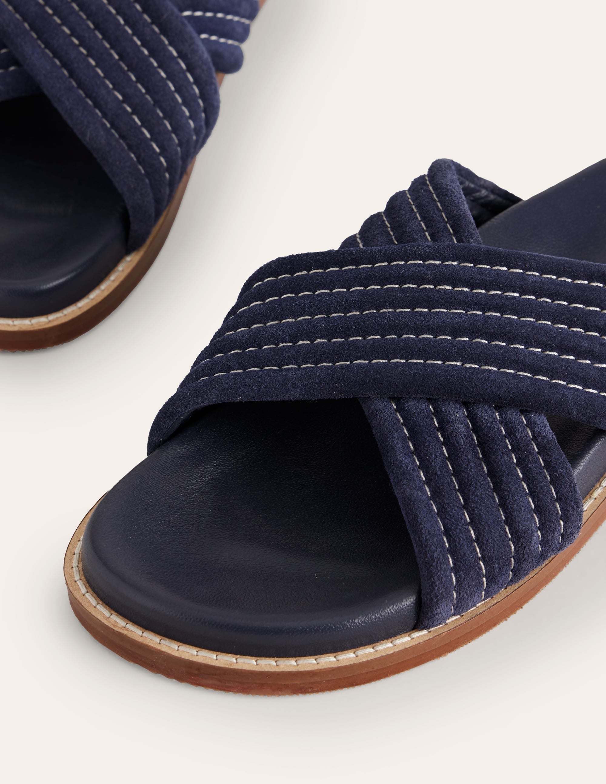 Cross Strap Sliders-Navy - Image 5