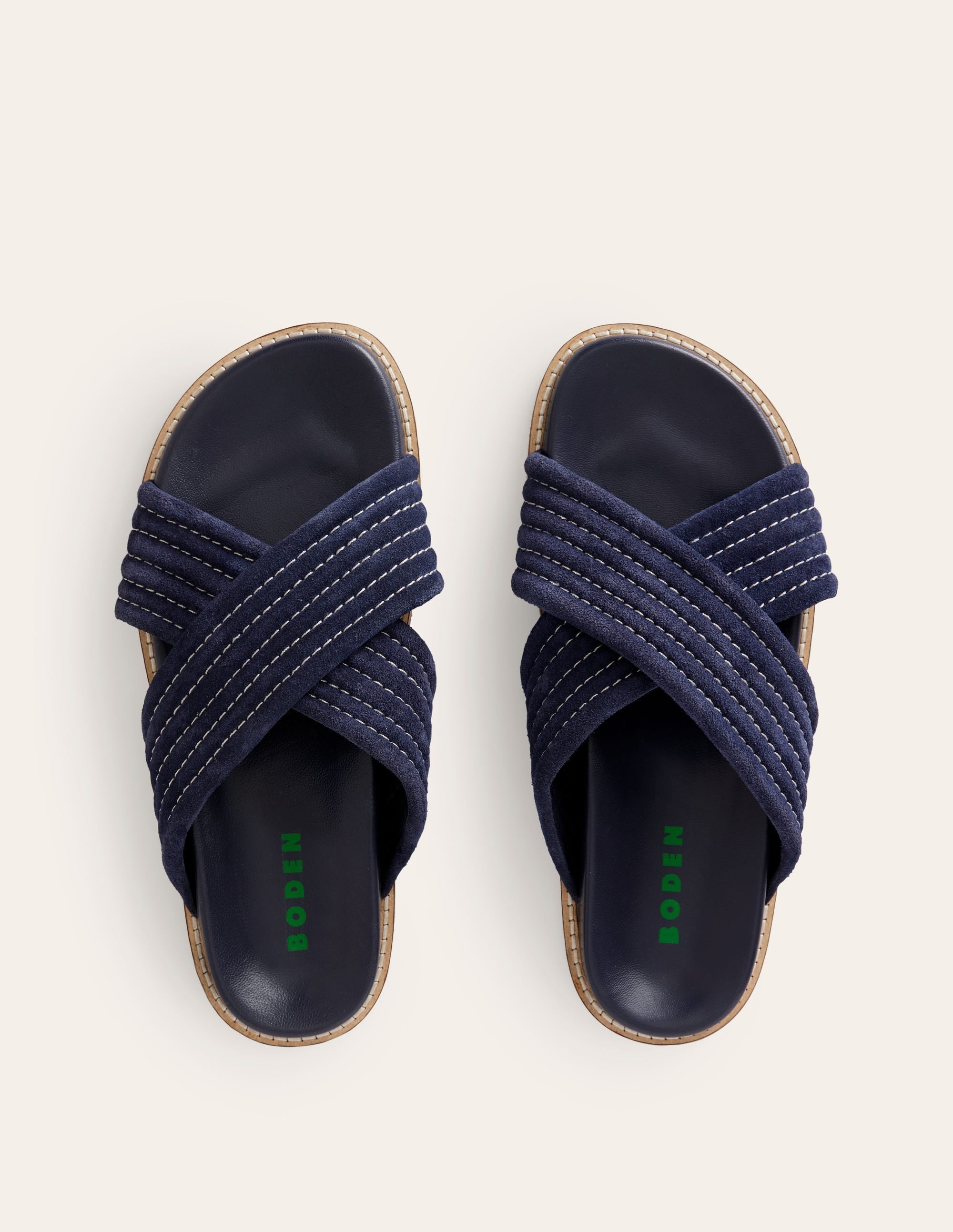 Cross Strap Sliders-Navy - Image 6