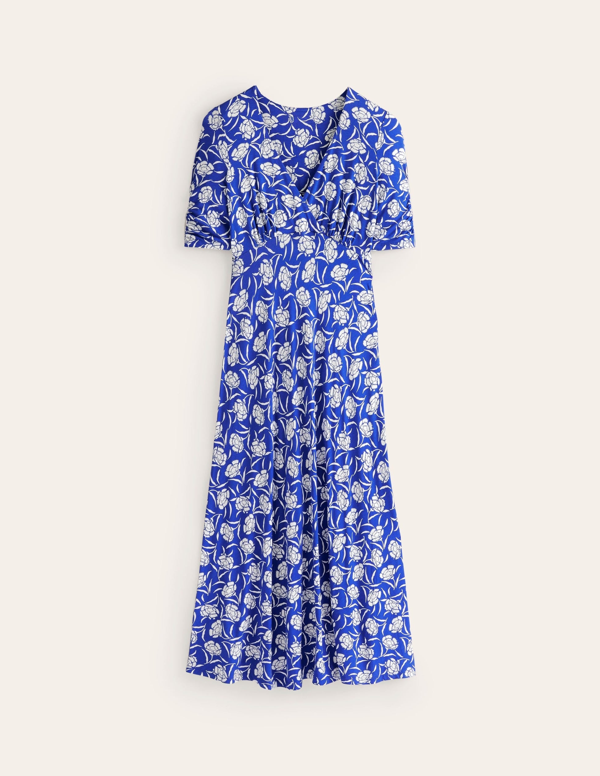 Rebecca Jersey Midi Tea Dress-Surf The Web, Peony Sprig-6