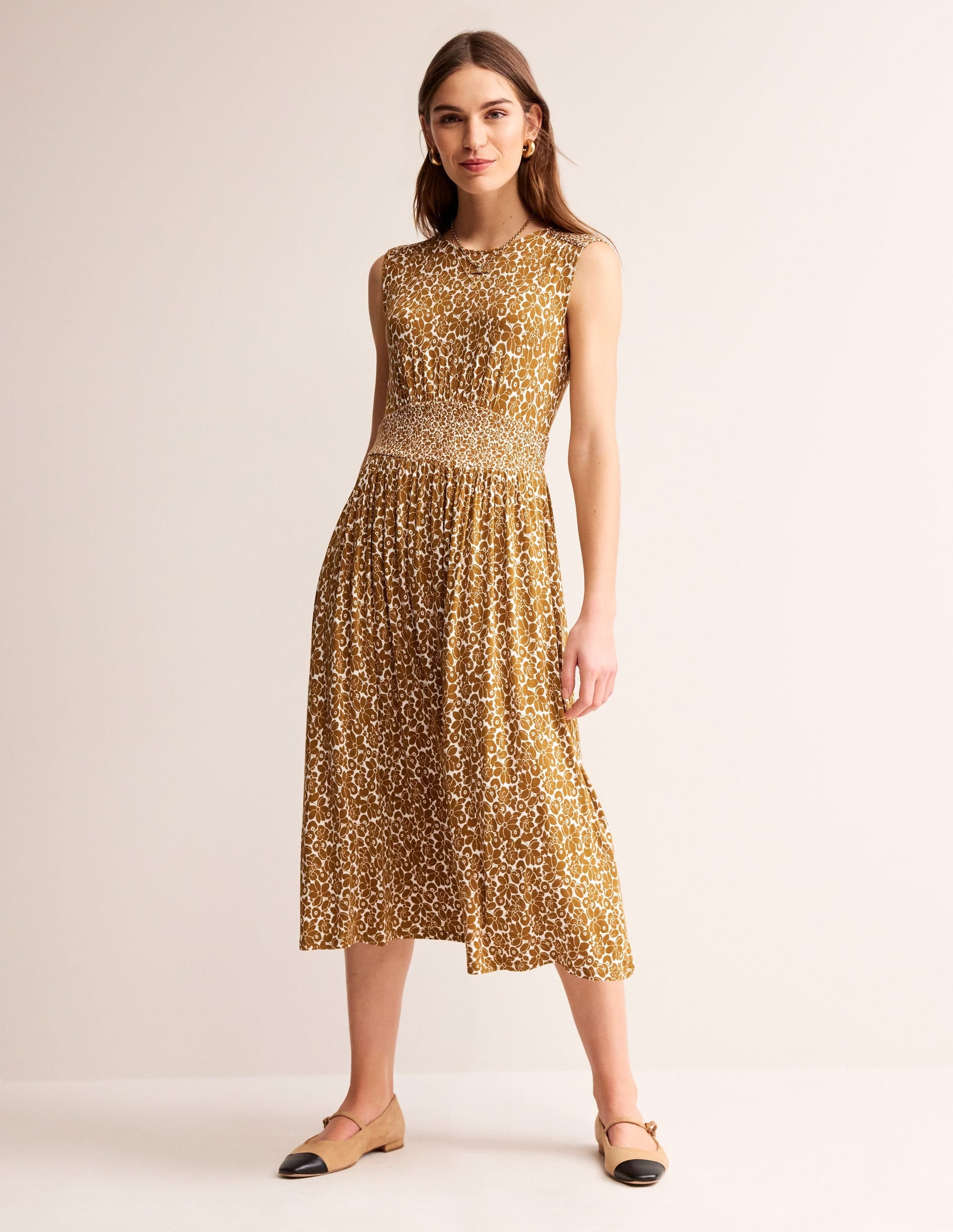 Thea Sleeveless Midi Dress-Bronze Brown, Bloomsbury Pop-2