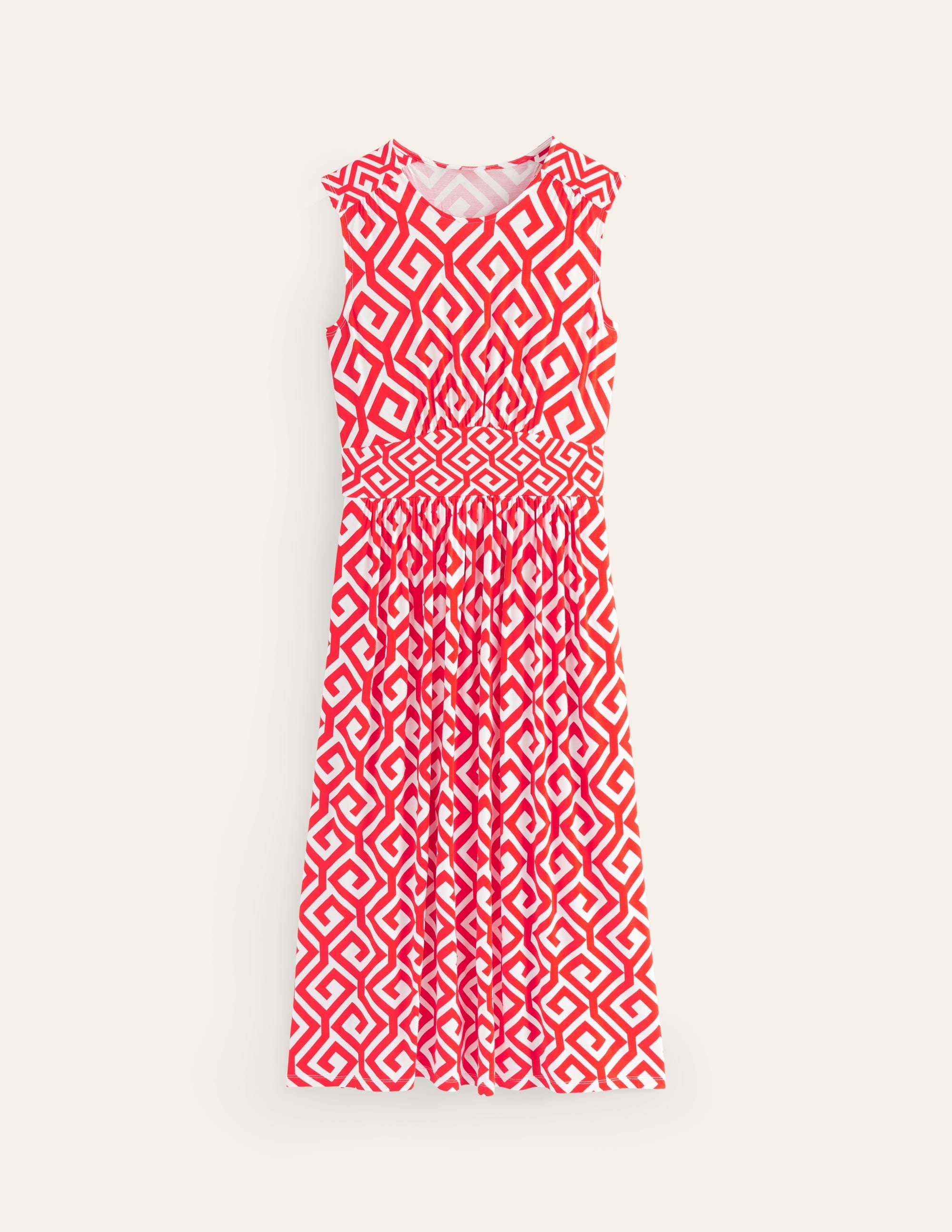 Thea Sleeveless Midi Dress-Flame Scarlet, Maze - Image 5