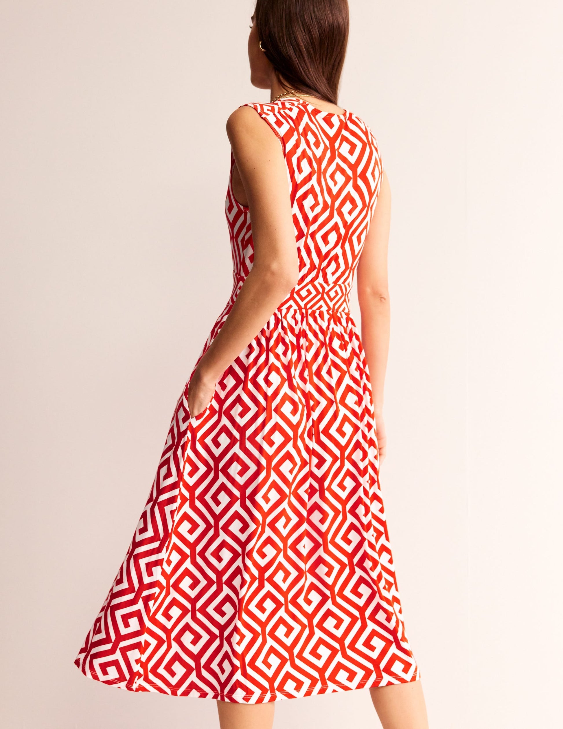Thea Sleeveless Midi Dress-Flame Scarlet, Maze-4