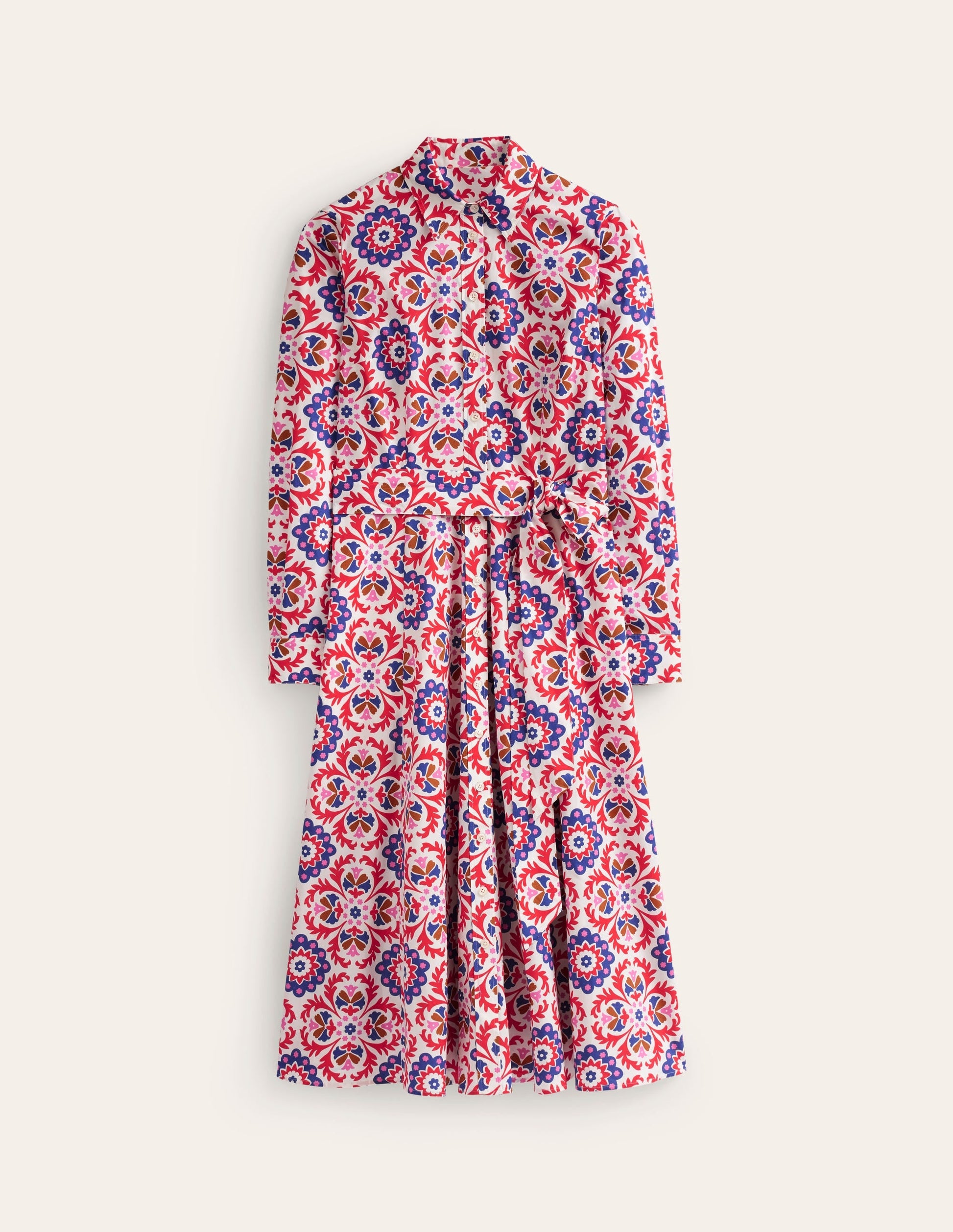 Amy Cotton Midi Shirt Dress-Rubicondo, Mosaic Bloom-6