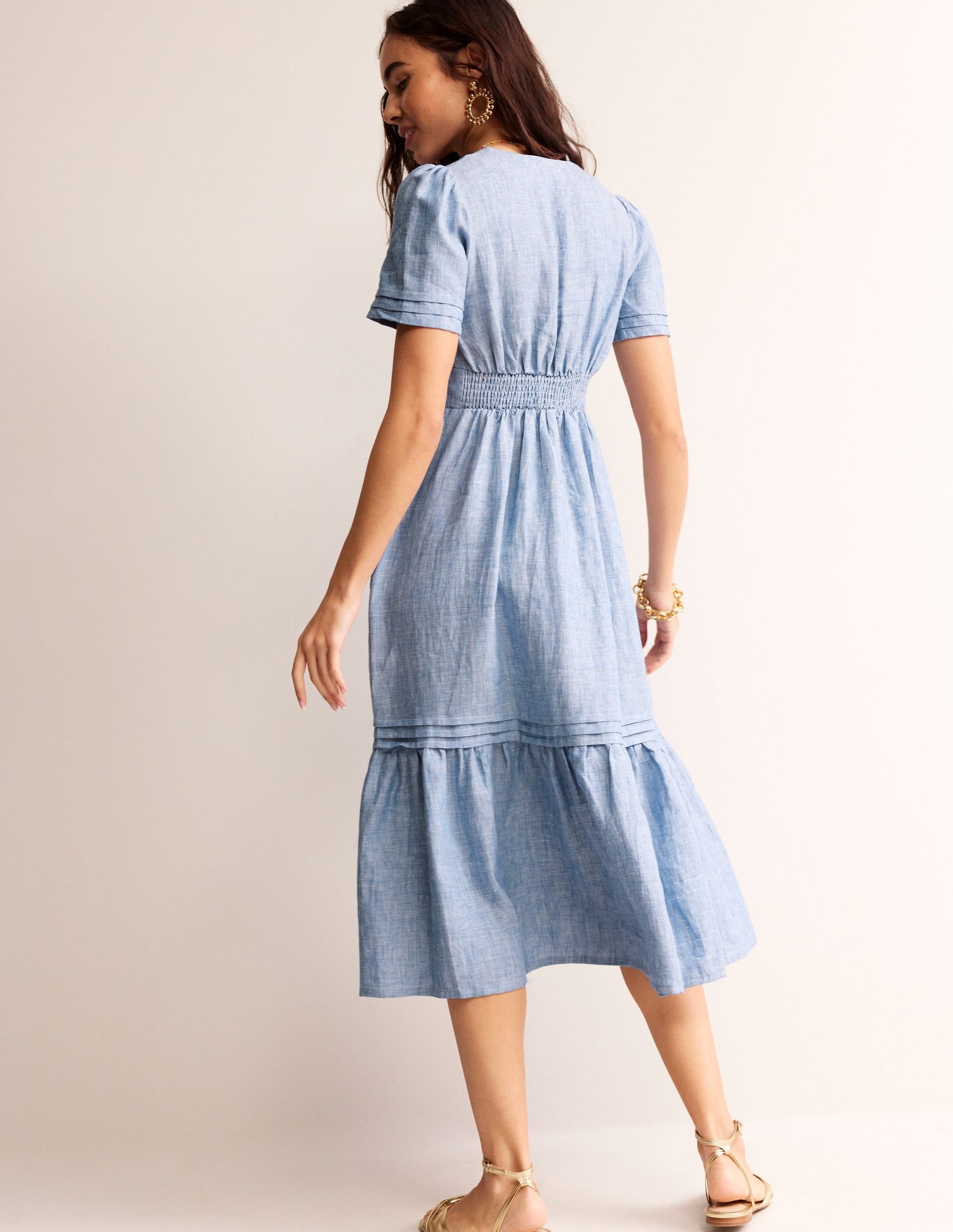 Eve Linen Midi Dress-Chambray-4