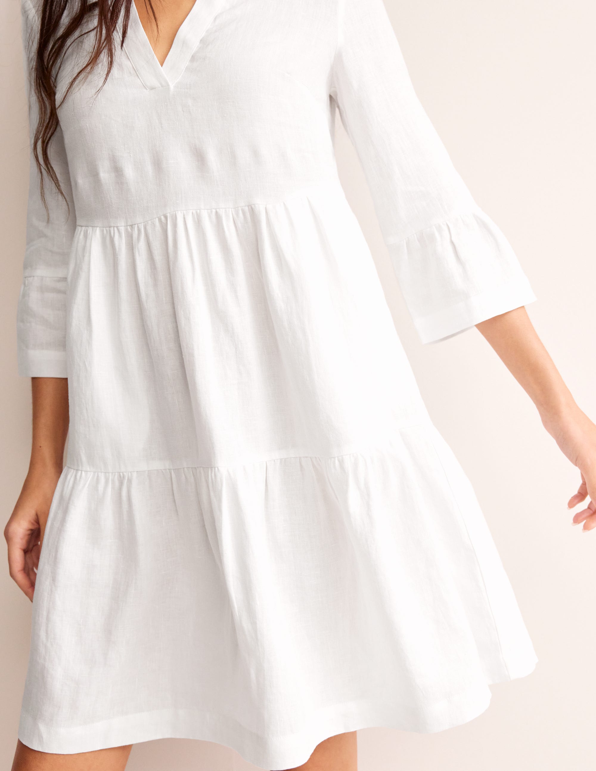 Sophia Linen Short Dress-White - Image 2
