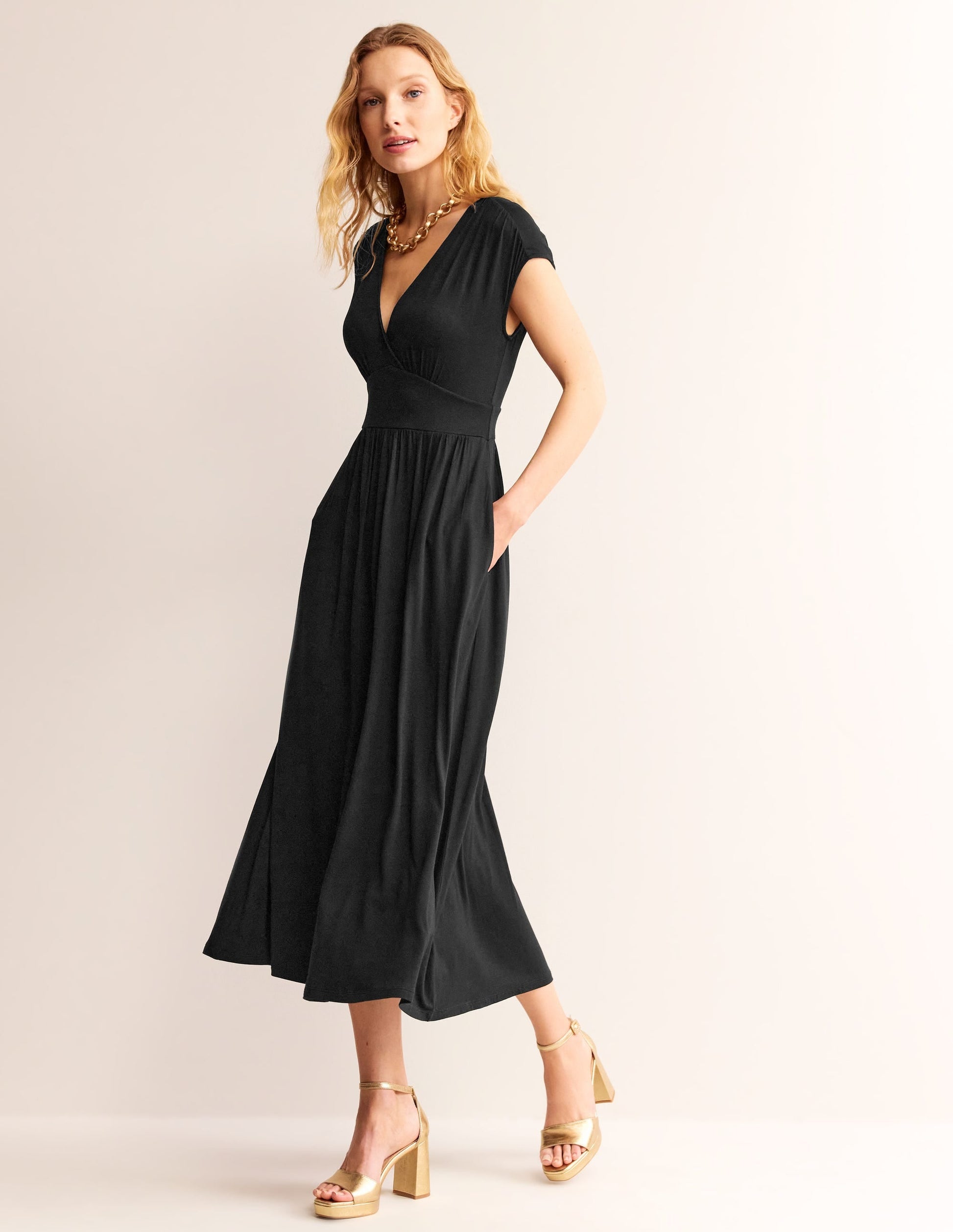Vanessa Wrap Jersey Maxi Dress-Black-1