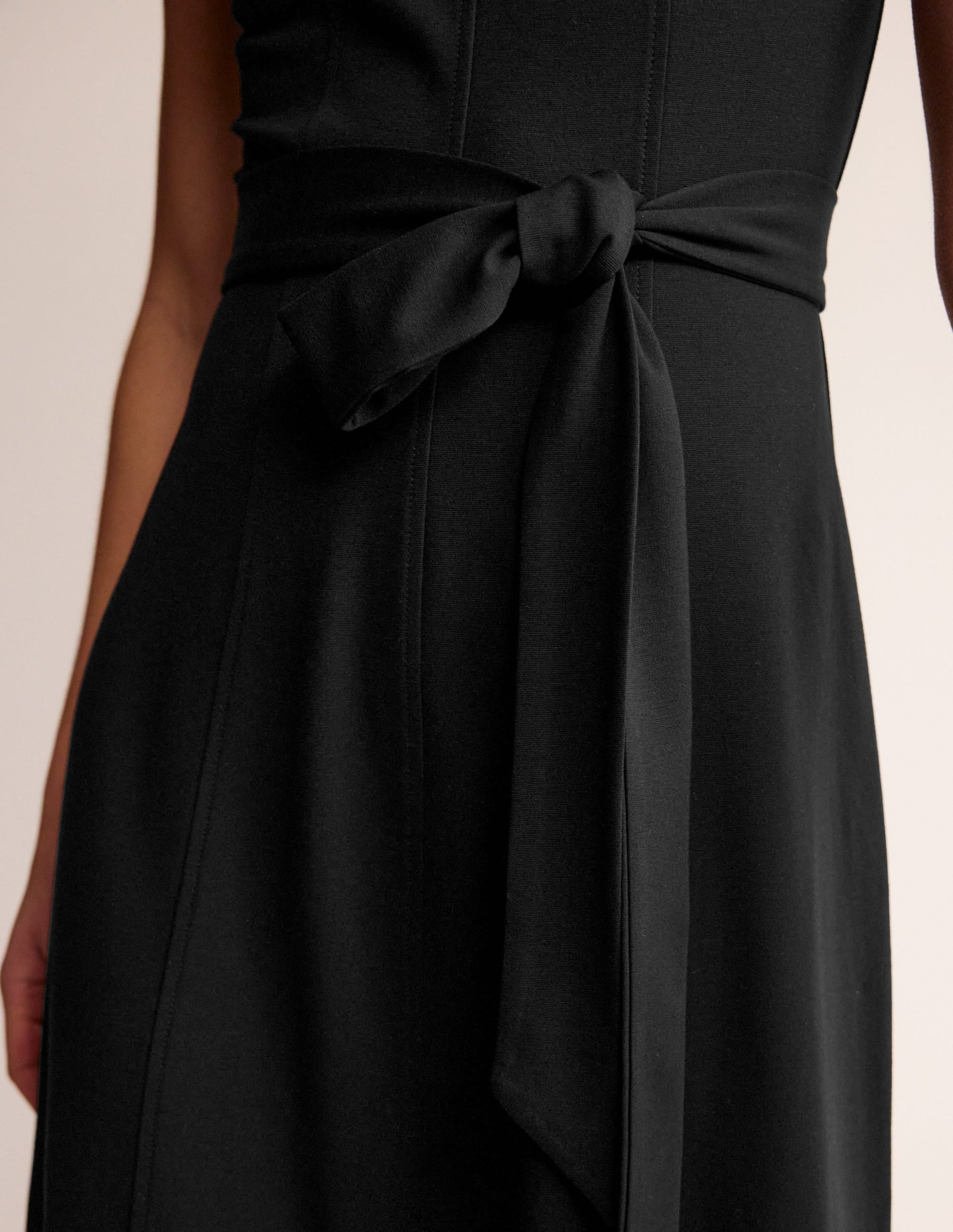 Nicola High Neck Ponte Dress-Black-2