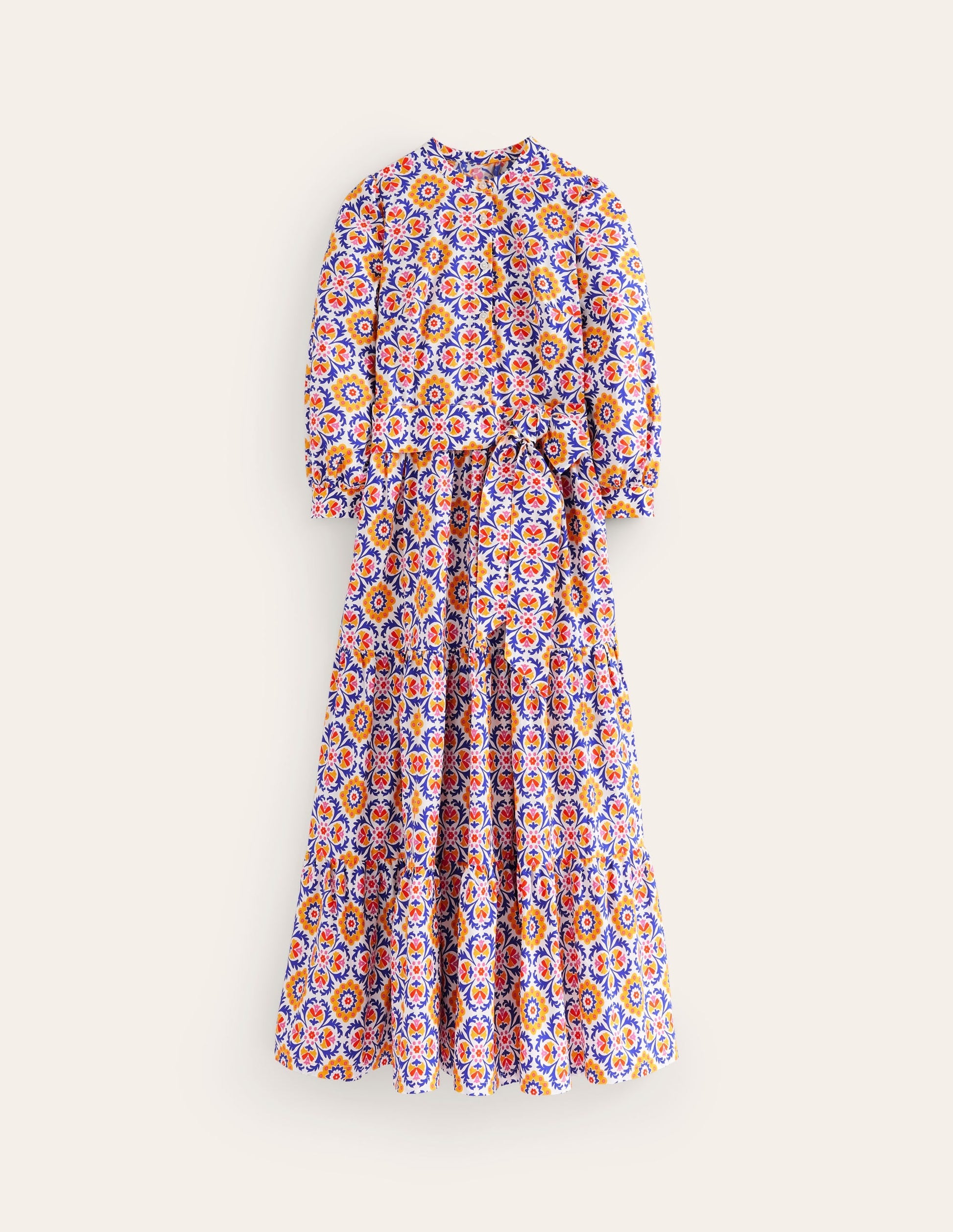 Alba Tiered Cotton Maxi Dress-Artisan's Gold, Mosaic Bloom-9