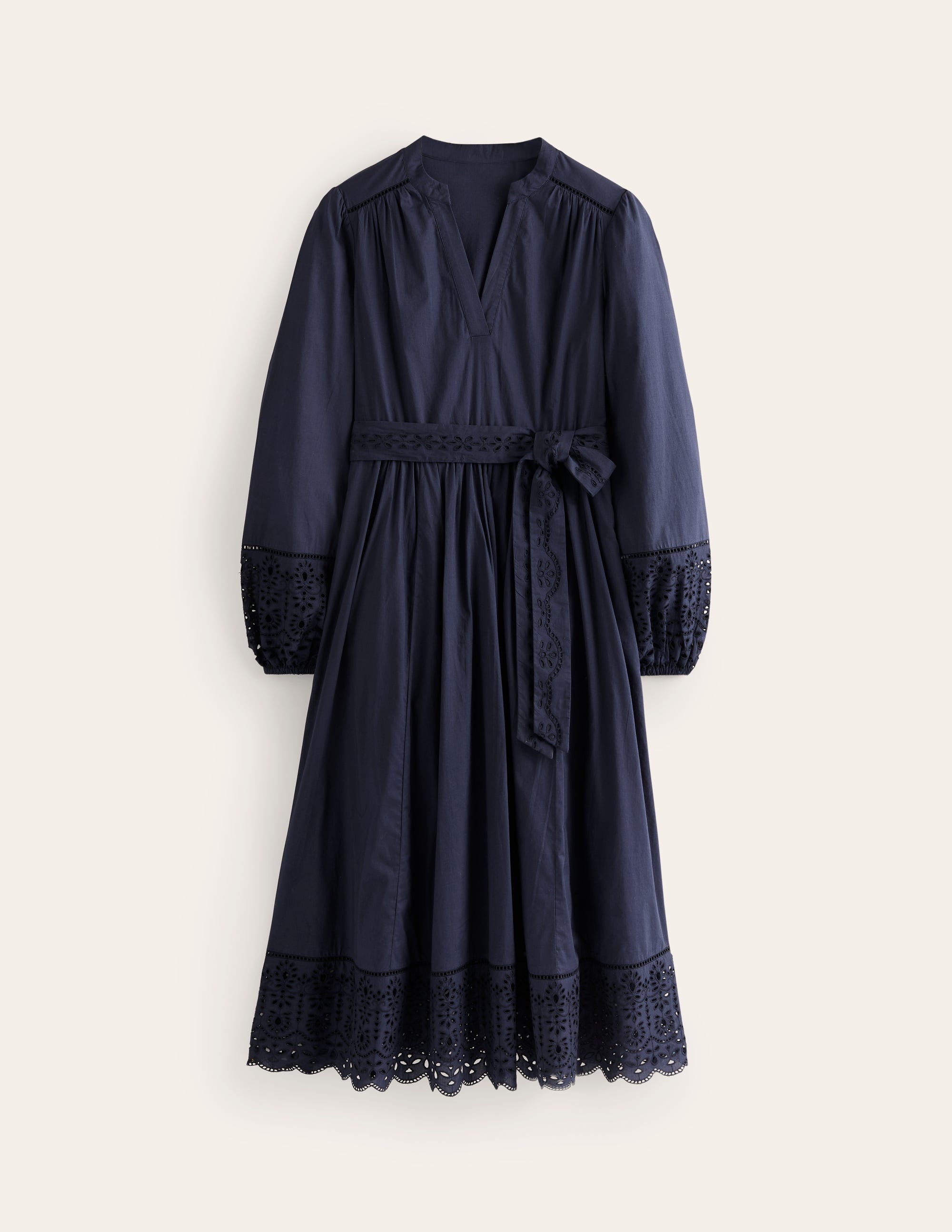 Jen Broderie Cotton Midi Dress-Navy - Image 6
