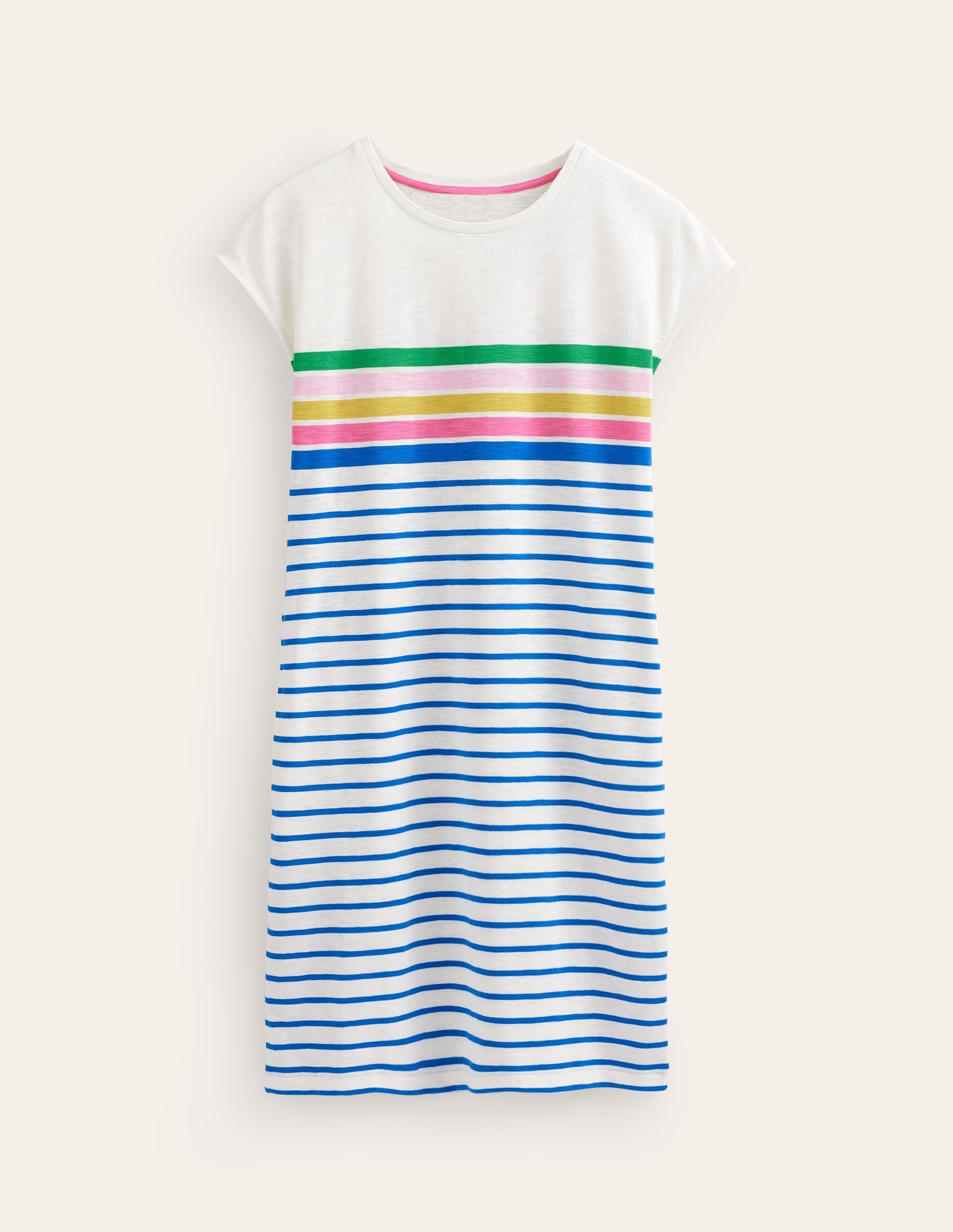 Leah Jersey T-shirt Dress-Green, Sangria Multistripe - Image 7
