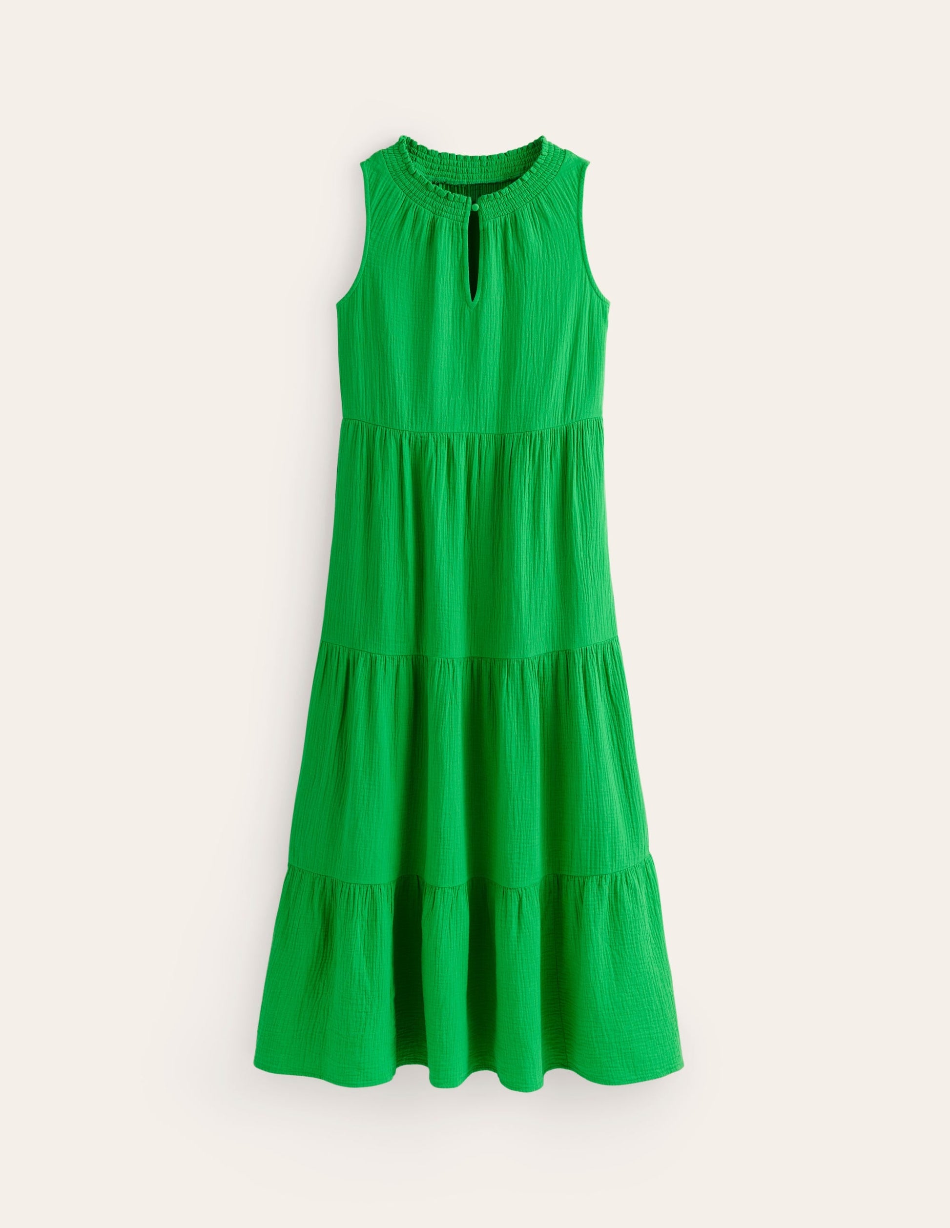 Double Cloth Maxi Tiered Dress-Kelly Green-5