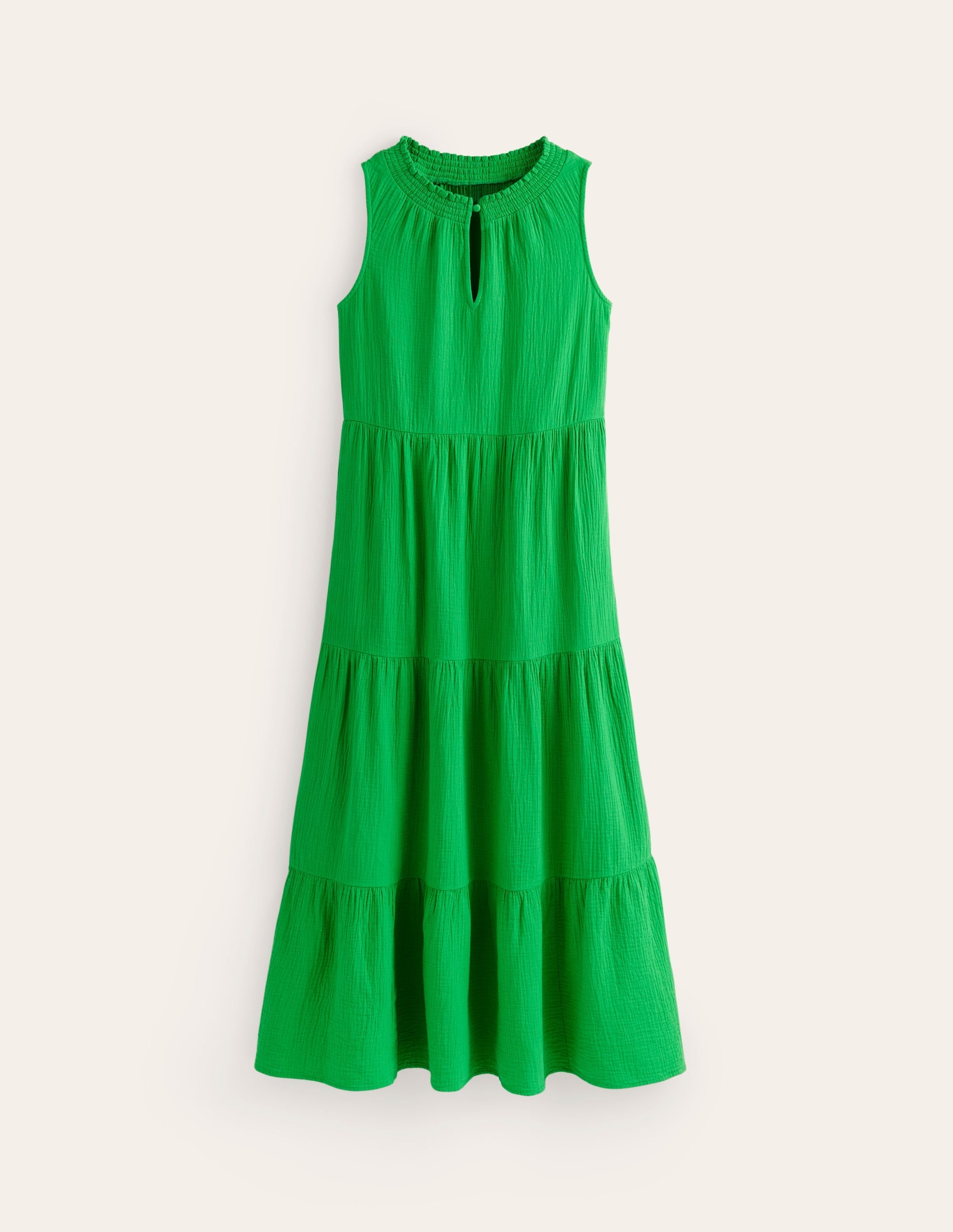 Double Cloth Maxi Tiered Dress-Kelly Green - Image 5
