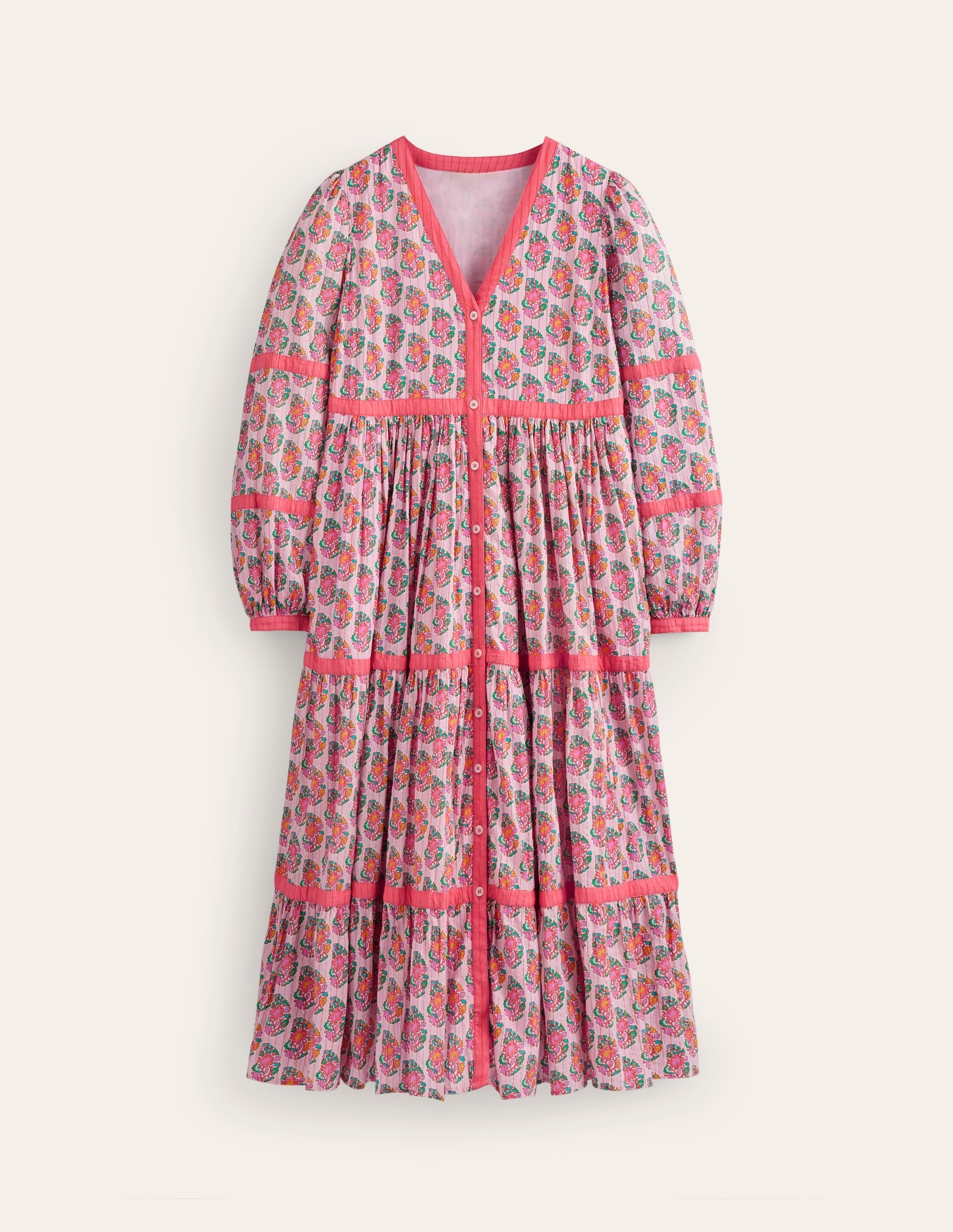 Tiered Midi V Neck Dress-Fragrent Lily, Paisley - Image 6