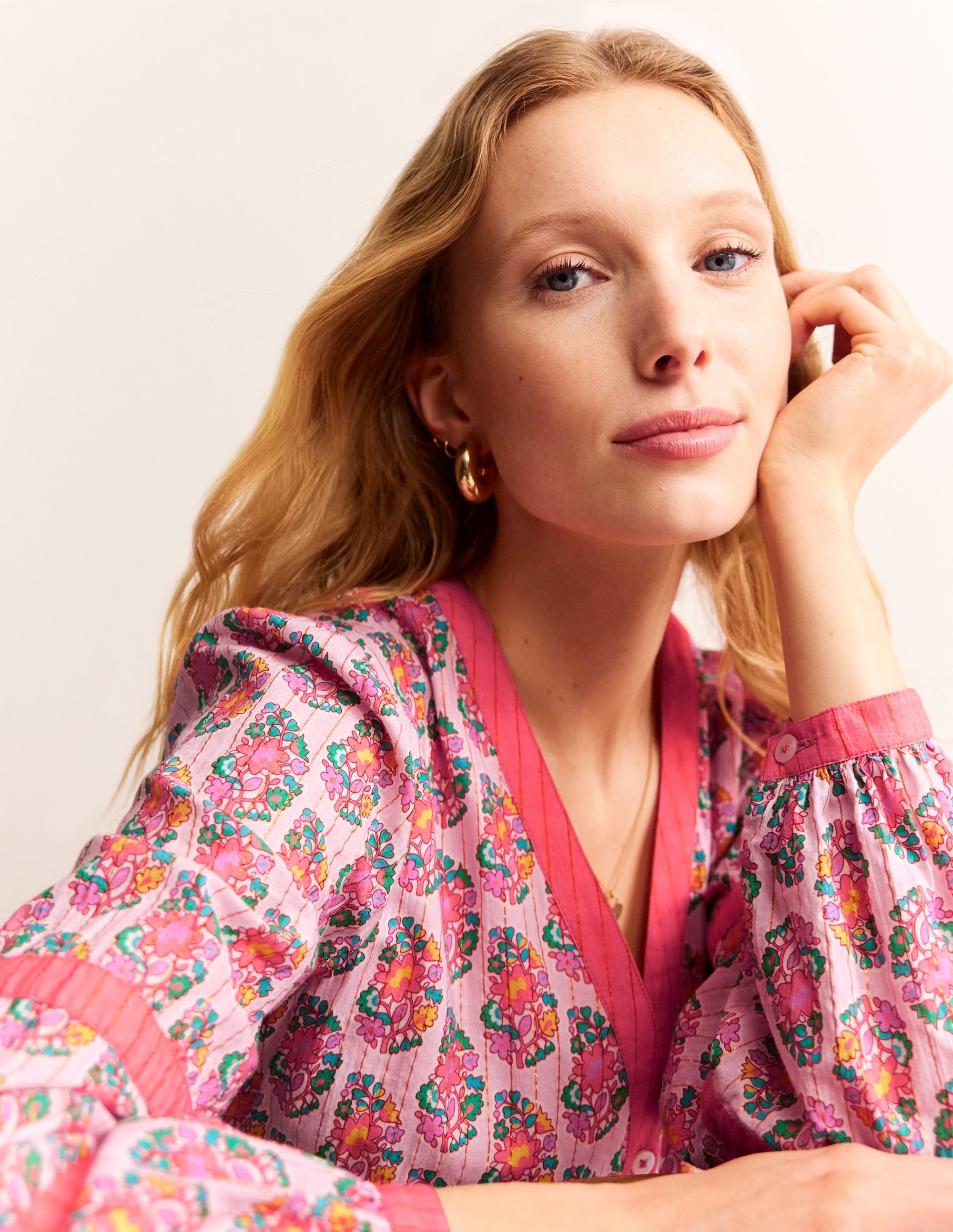 Tiered Midi V Neck Dress-Fragrent Lily, Paisley - Image 2