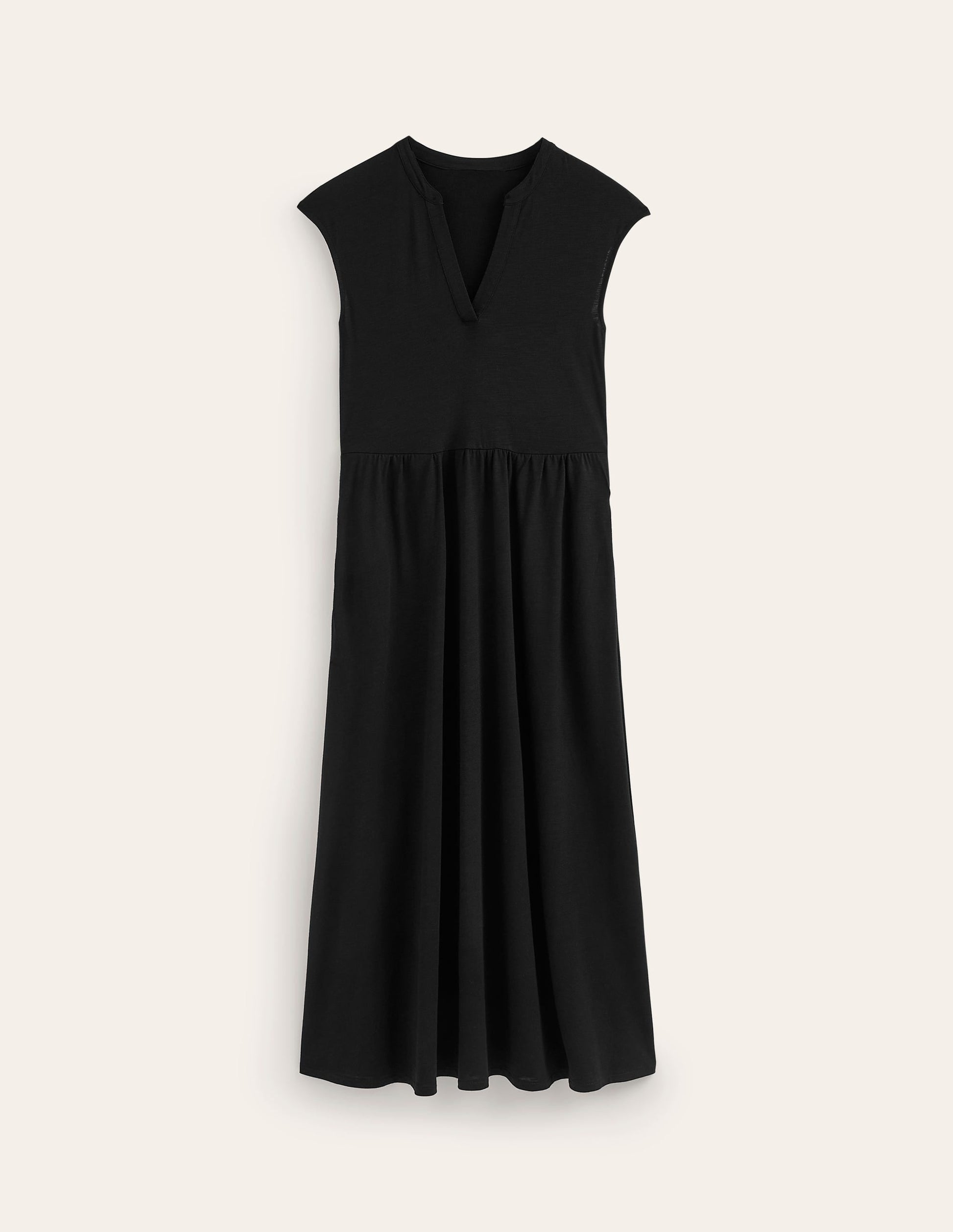 Chloe Notch Jersey Midi Dress-Black-5