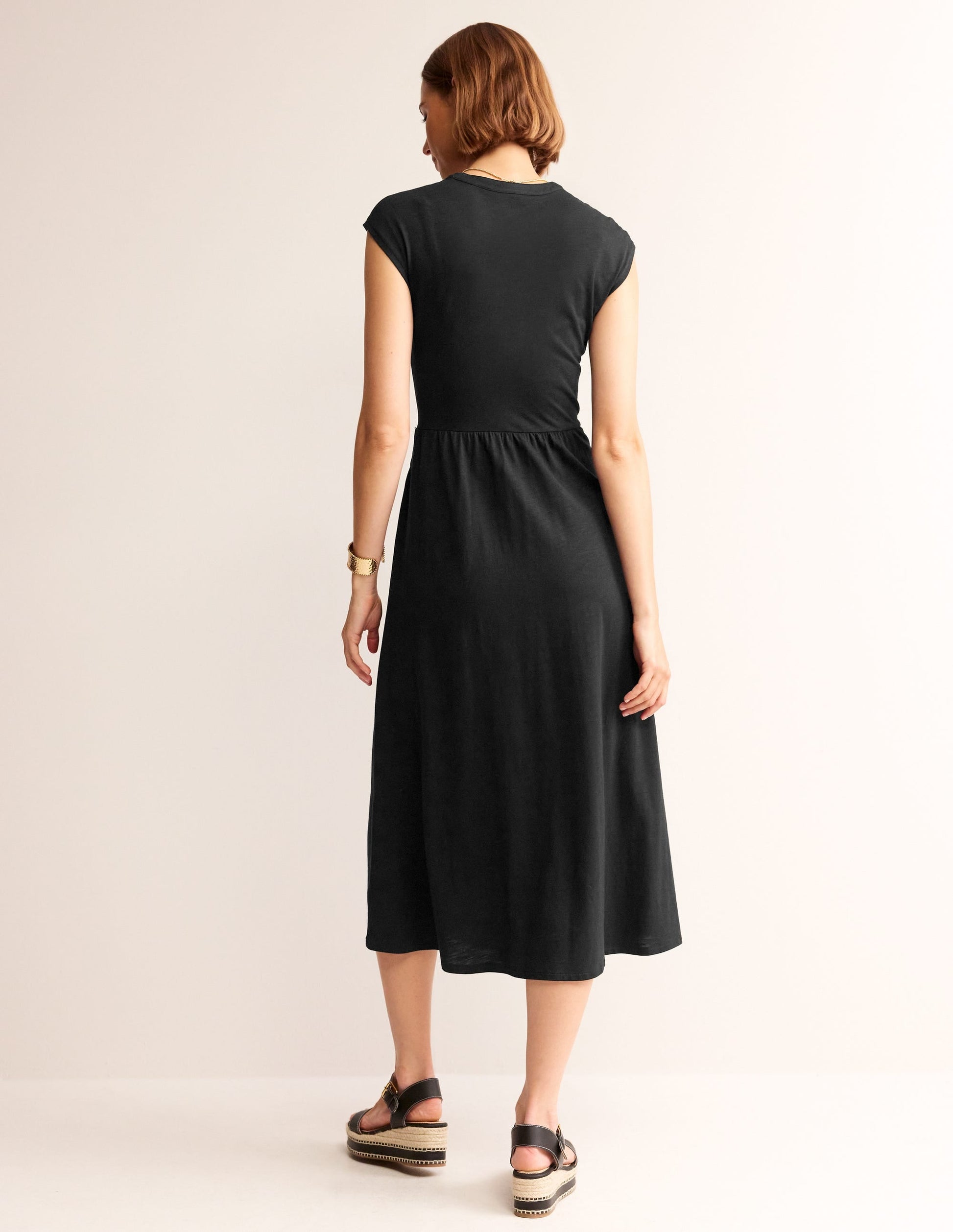 Chloe Notch Jersey Midi Dress-Black-3