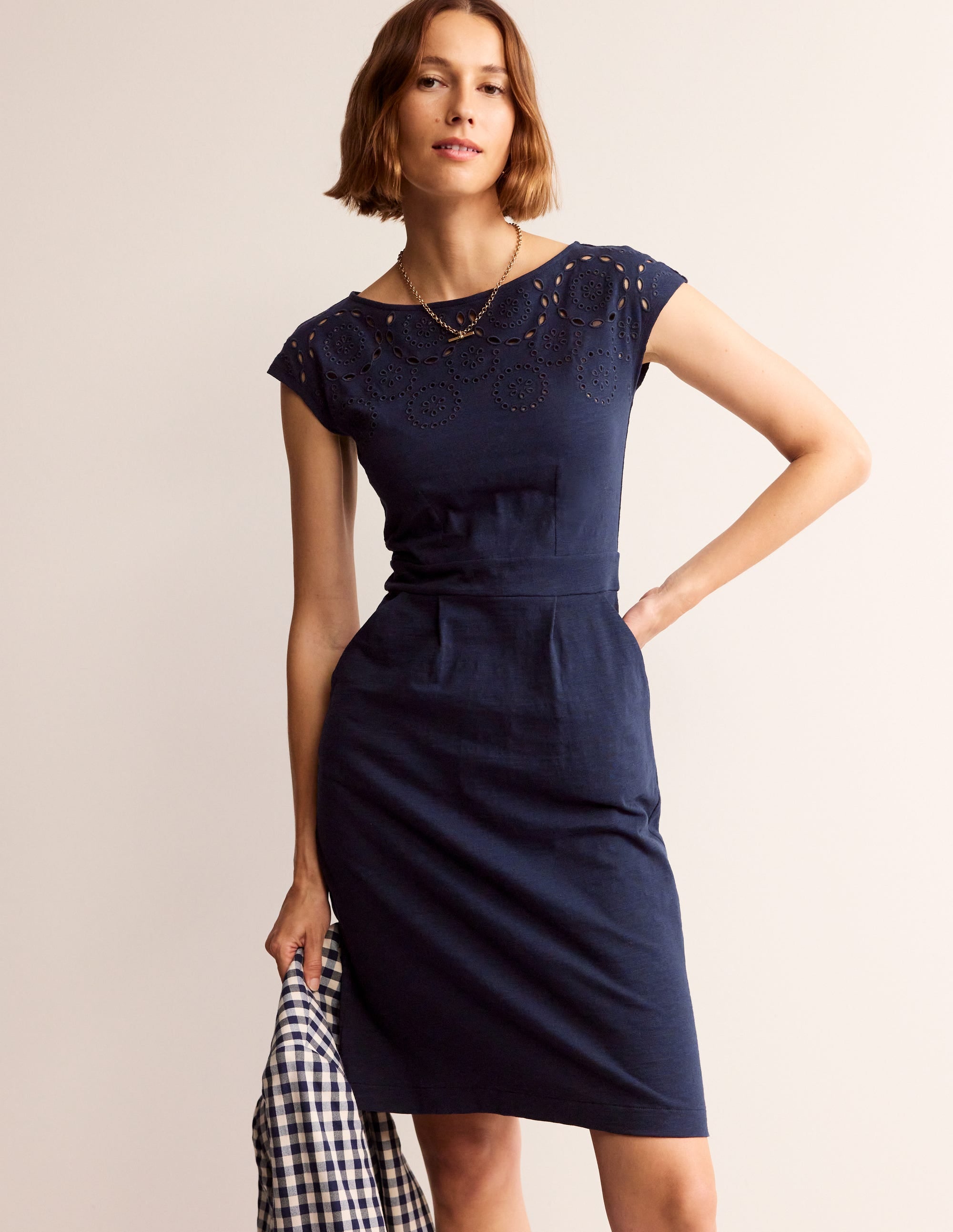 Florrie Broderie Dress-Light Navy - Image 1