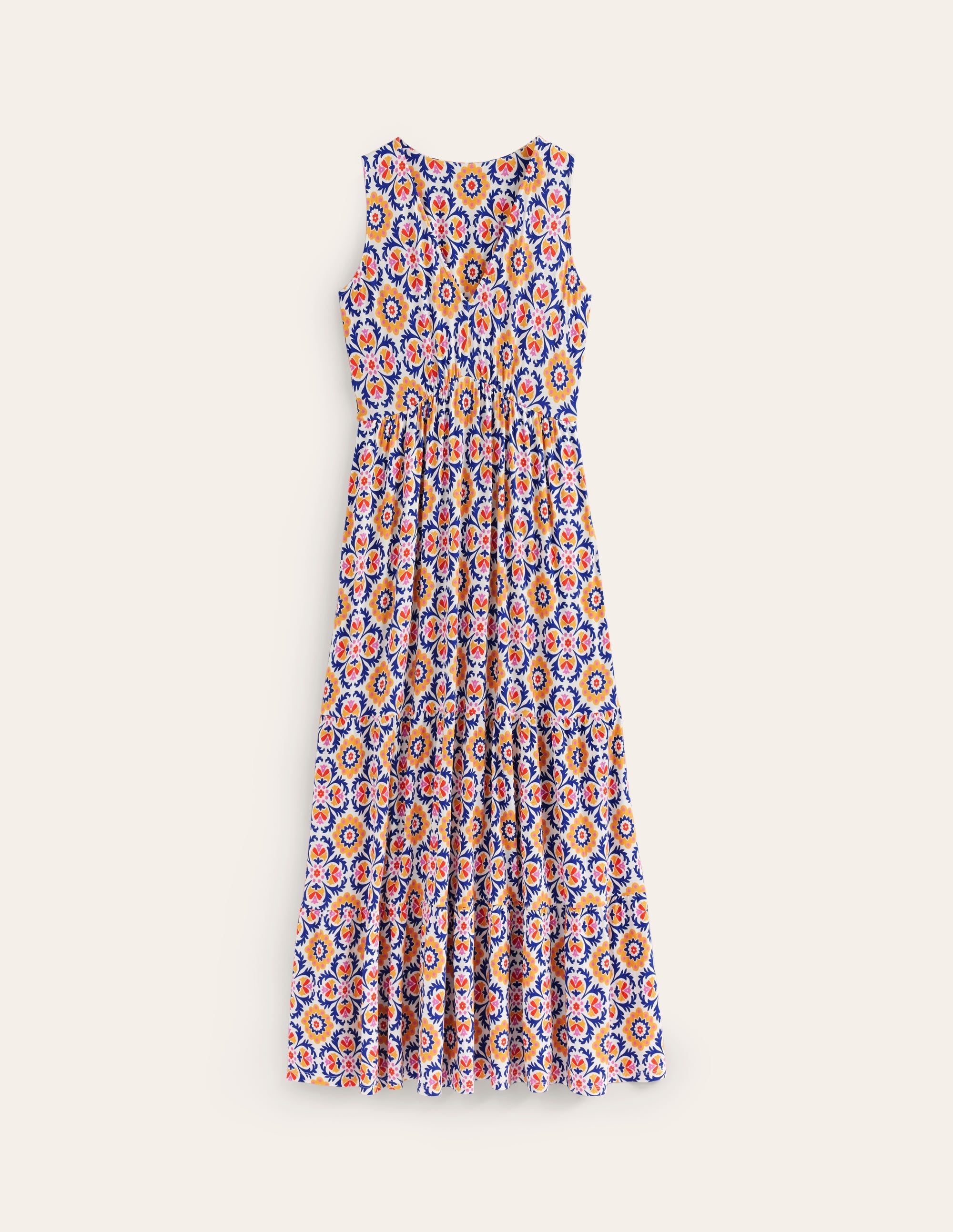 Sylvia Jersey Maxi Tier Dress-Artisan’s Gold, Mosaic Bloom - Image 5
