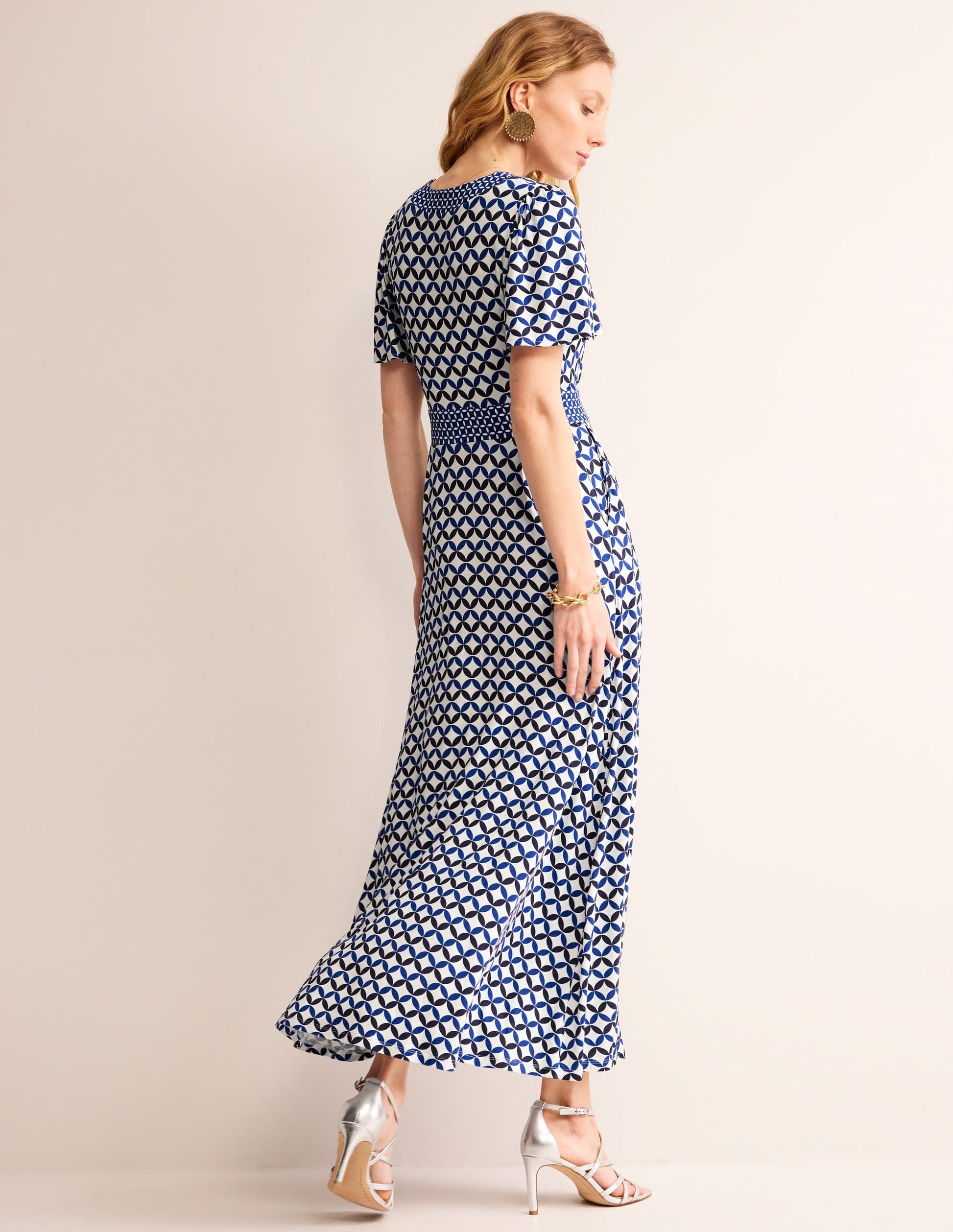 Ellie Flutter Maxi Tea Dress-Ivory, Diamond Terrace-3