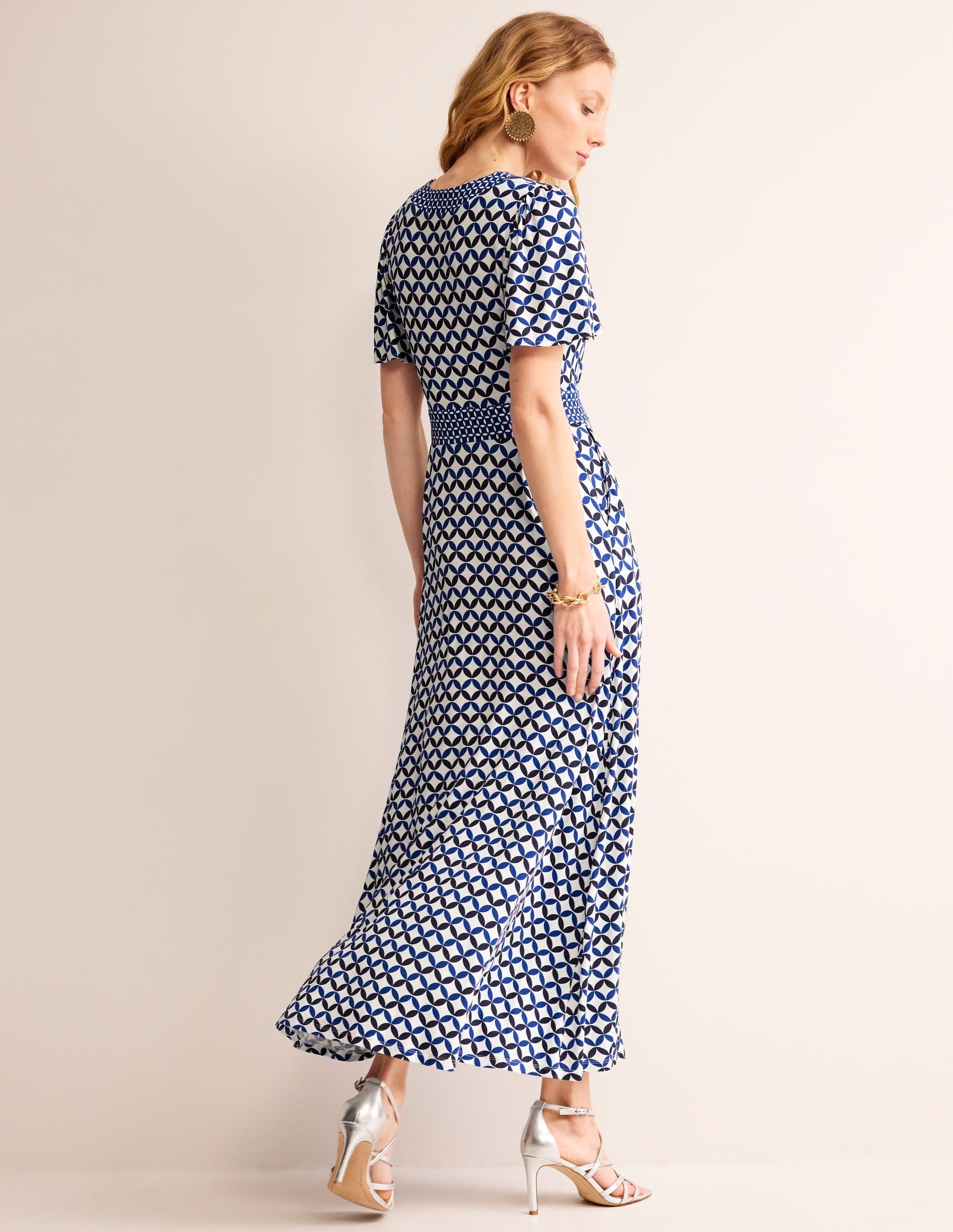 Ellie Flutter Maxi Tea Dress-Ivory, Diamond Terrace - Image 3