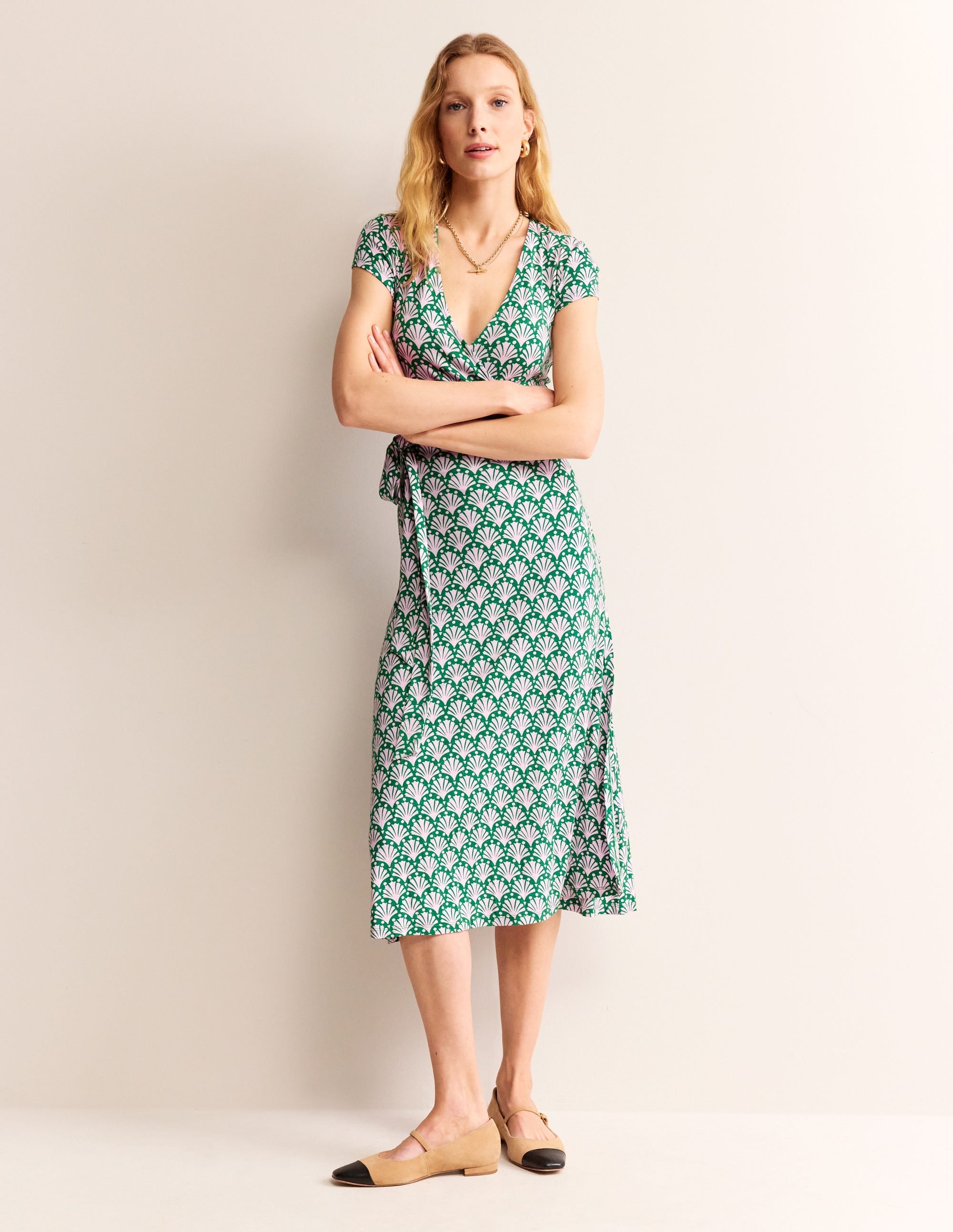 Joanna Cap Sleeve Wrap Dress-Sweet Lilac, Shells - Image 1