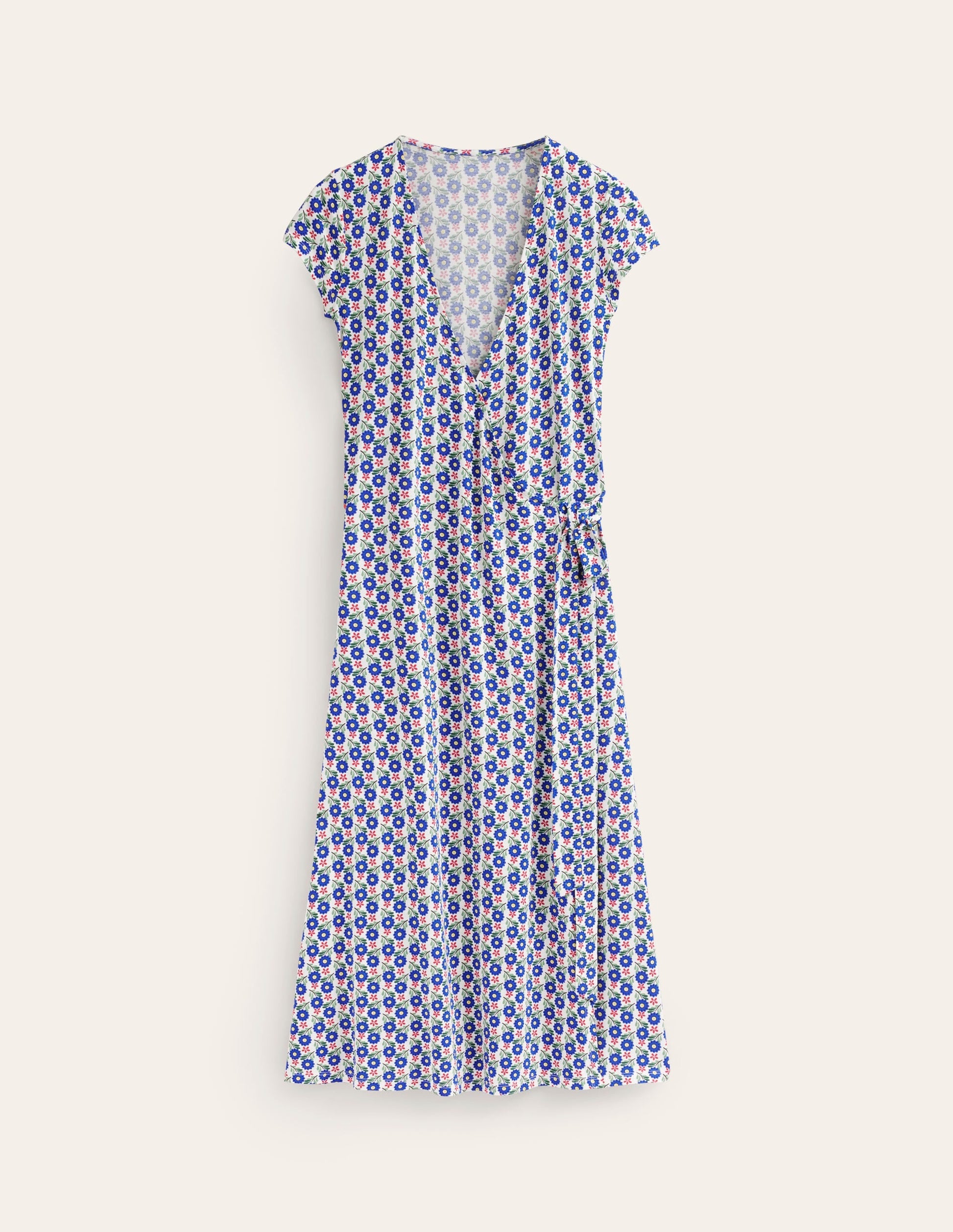 Joanna Cap Sleeve Wrap Dress-Multi, Bloom Sprig-5