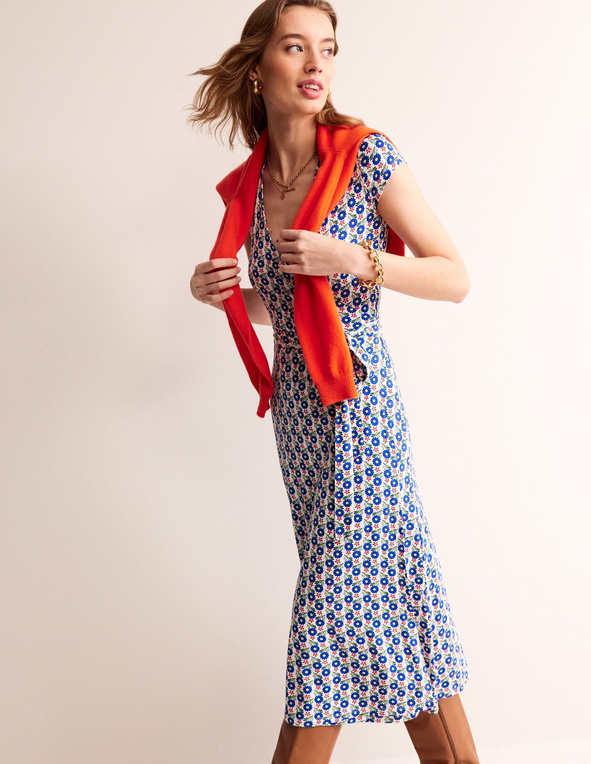 Joanna Cap Sleeve Wrap Dress-Multi, Bloom Sprig-1