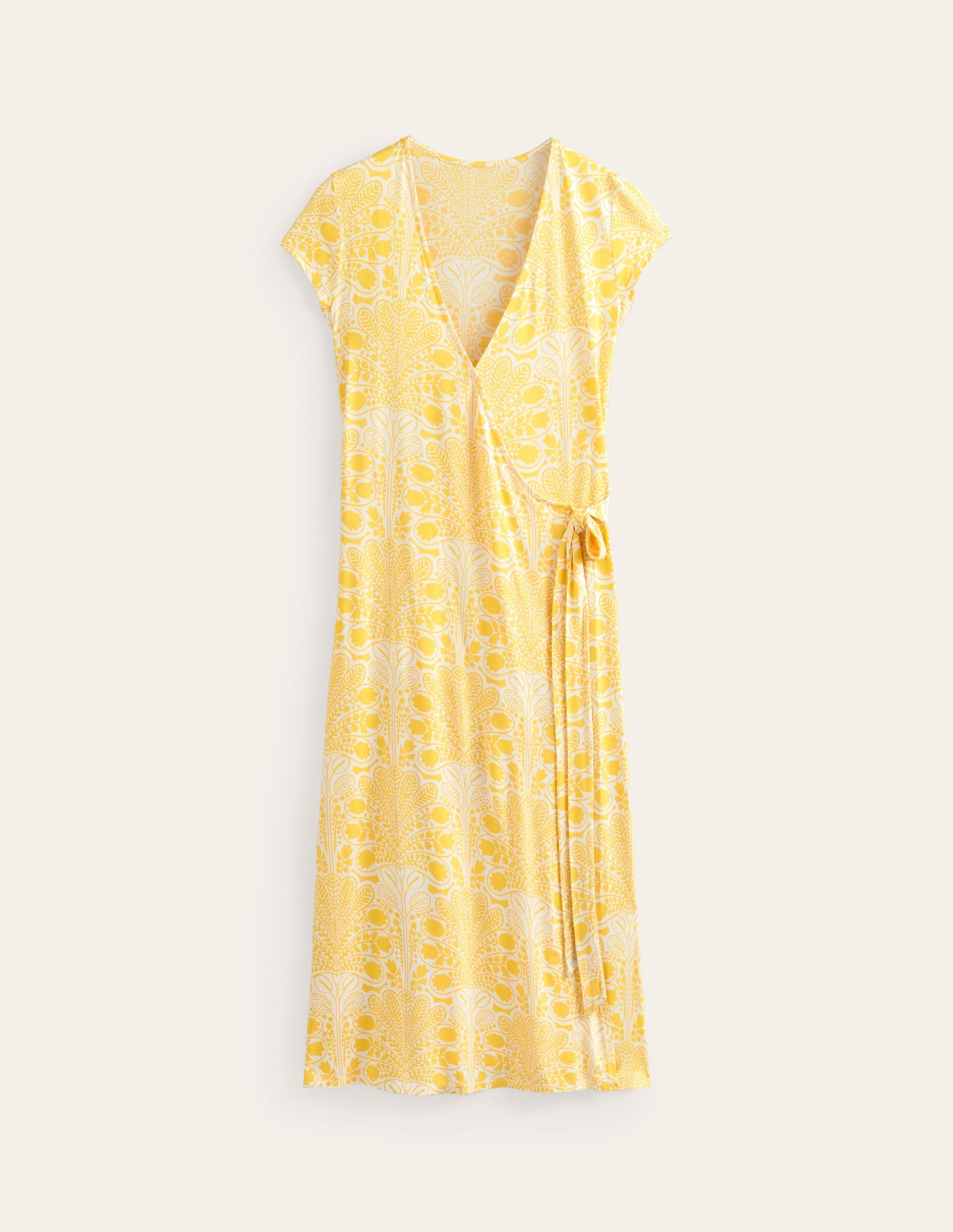 Joanna Cap Sleeve Wrap Dress-Passion Fruit, Gardenia Swirl-5