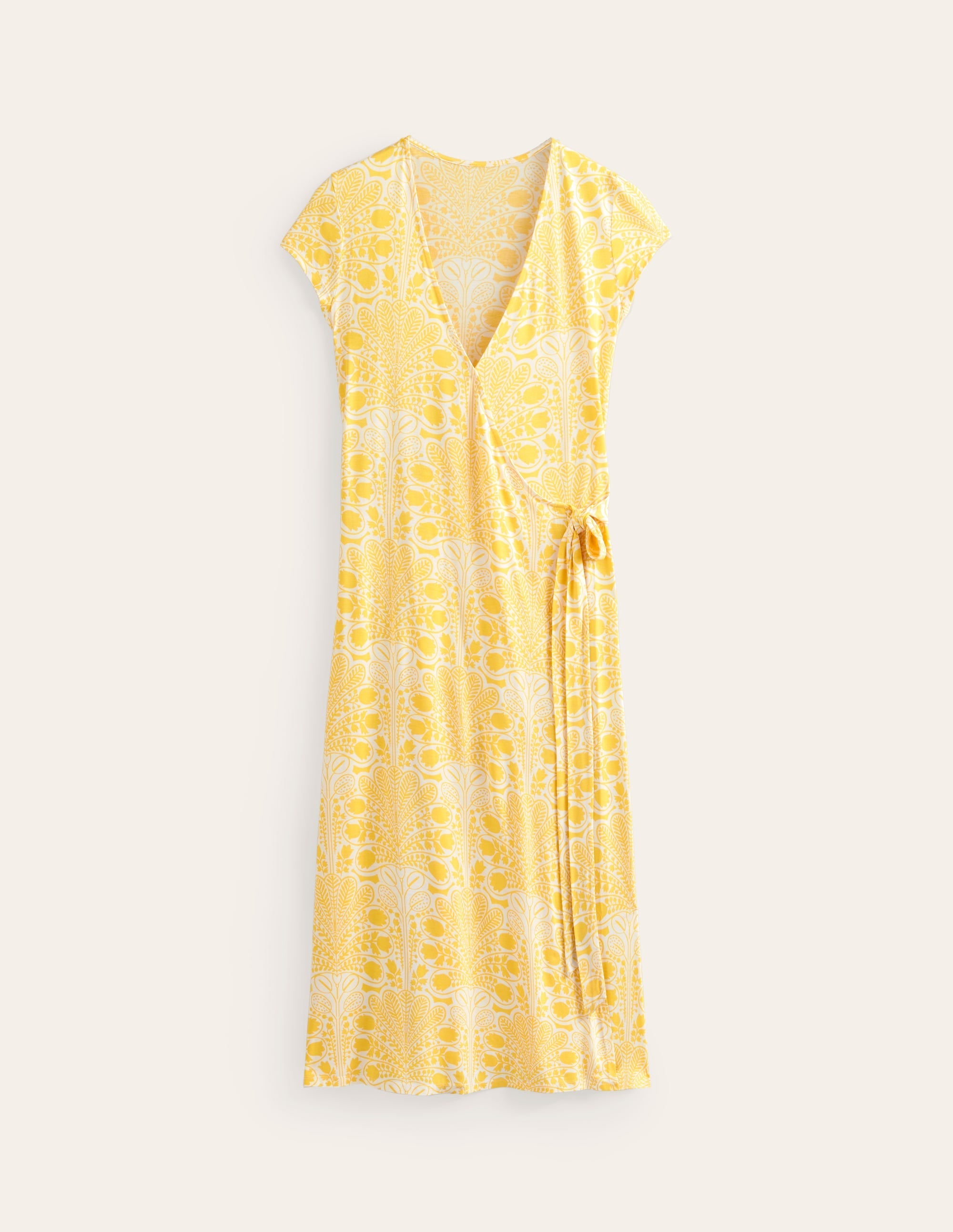 Joanna Cap Sleeve Wrap Dress-Passion Fruit, Gardenia Swirl - Image 5