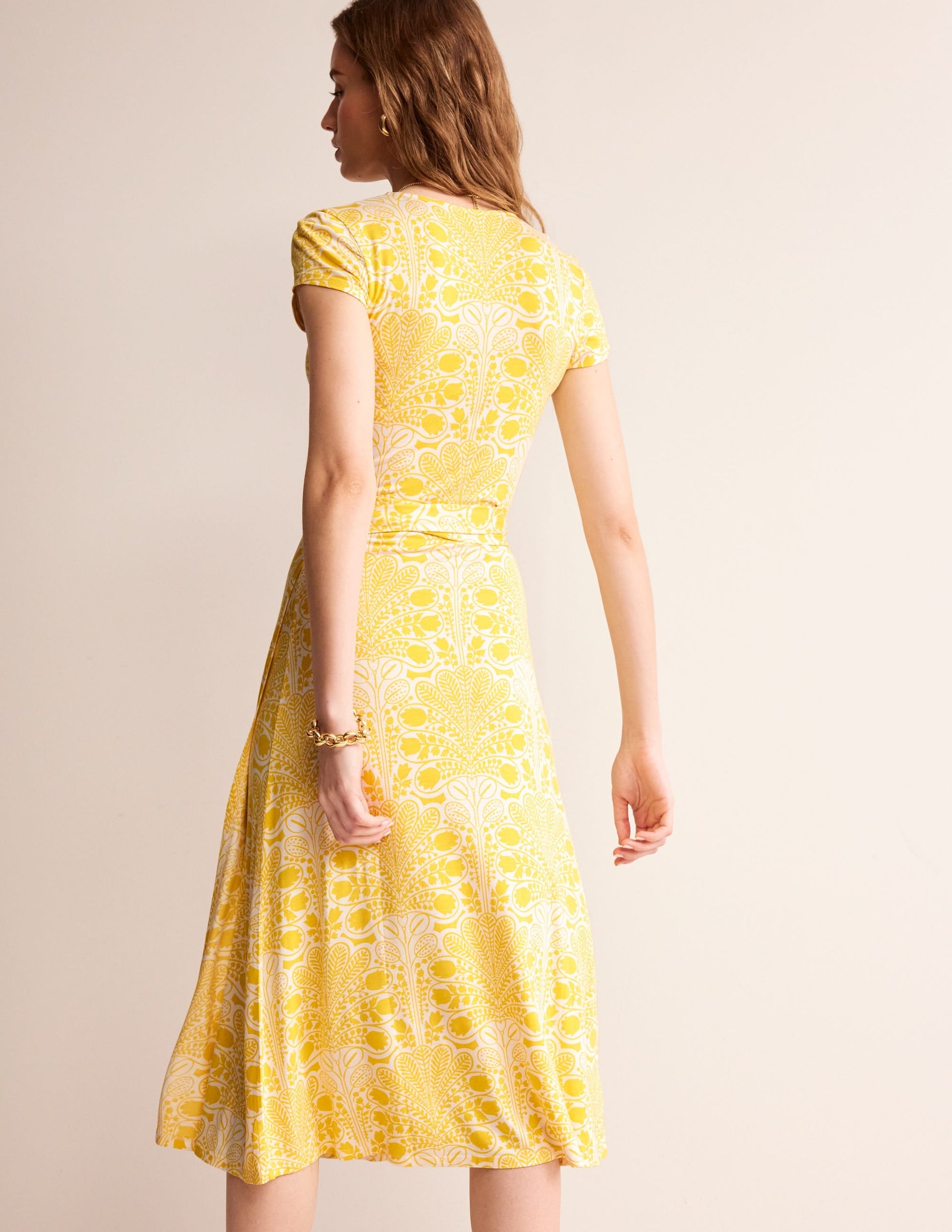 Joanna Cap Sleeve Wrap Dress-Passion Fruit, Gardenia Swirl-3