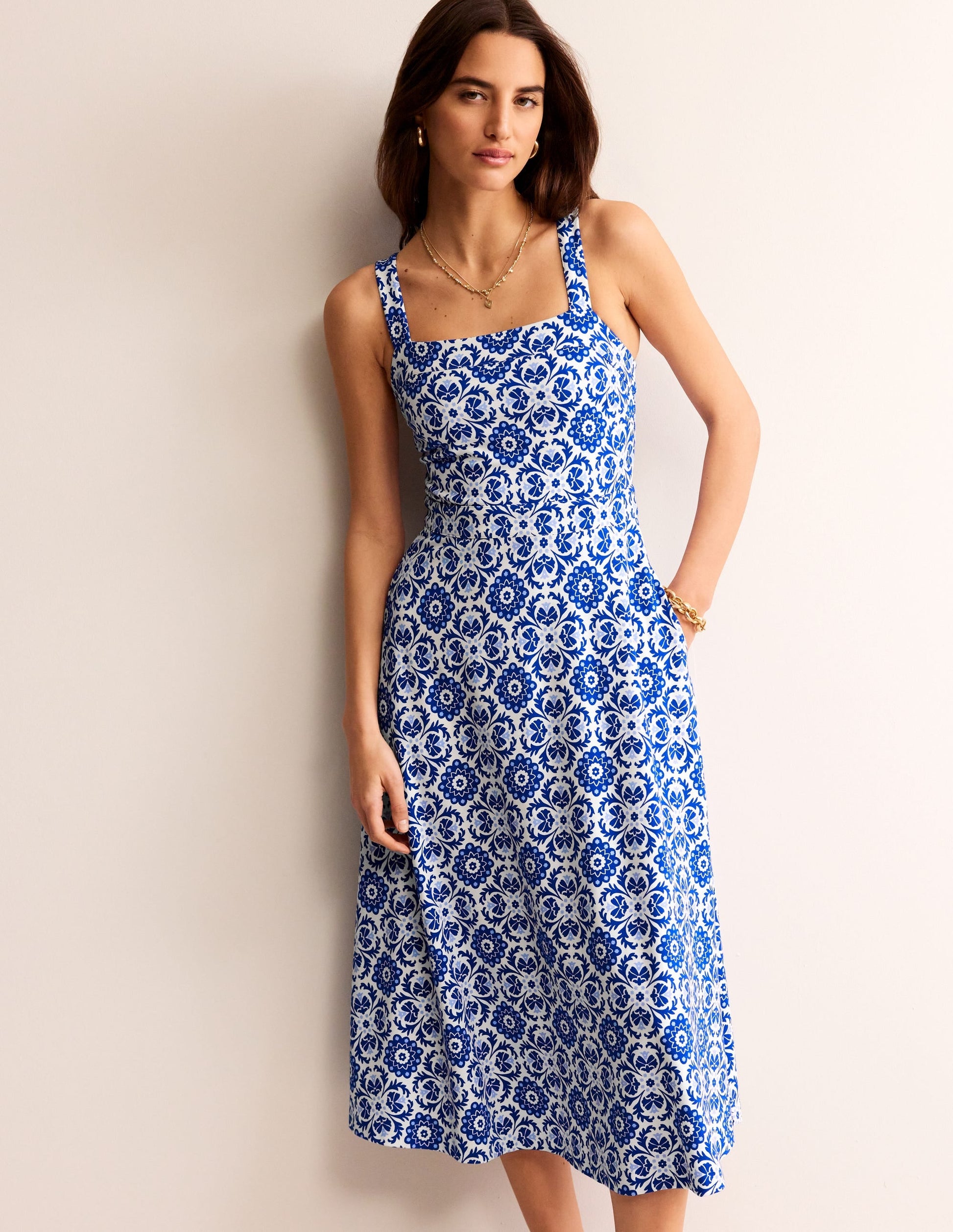 Bridget Ponte Midi Dress-Surf the Web, Mosaic Bloom-1