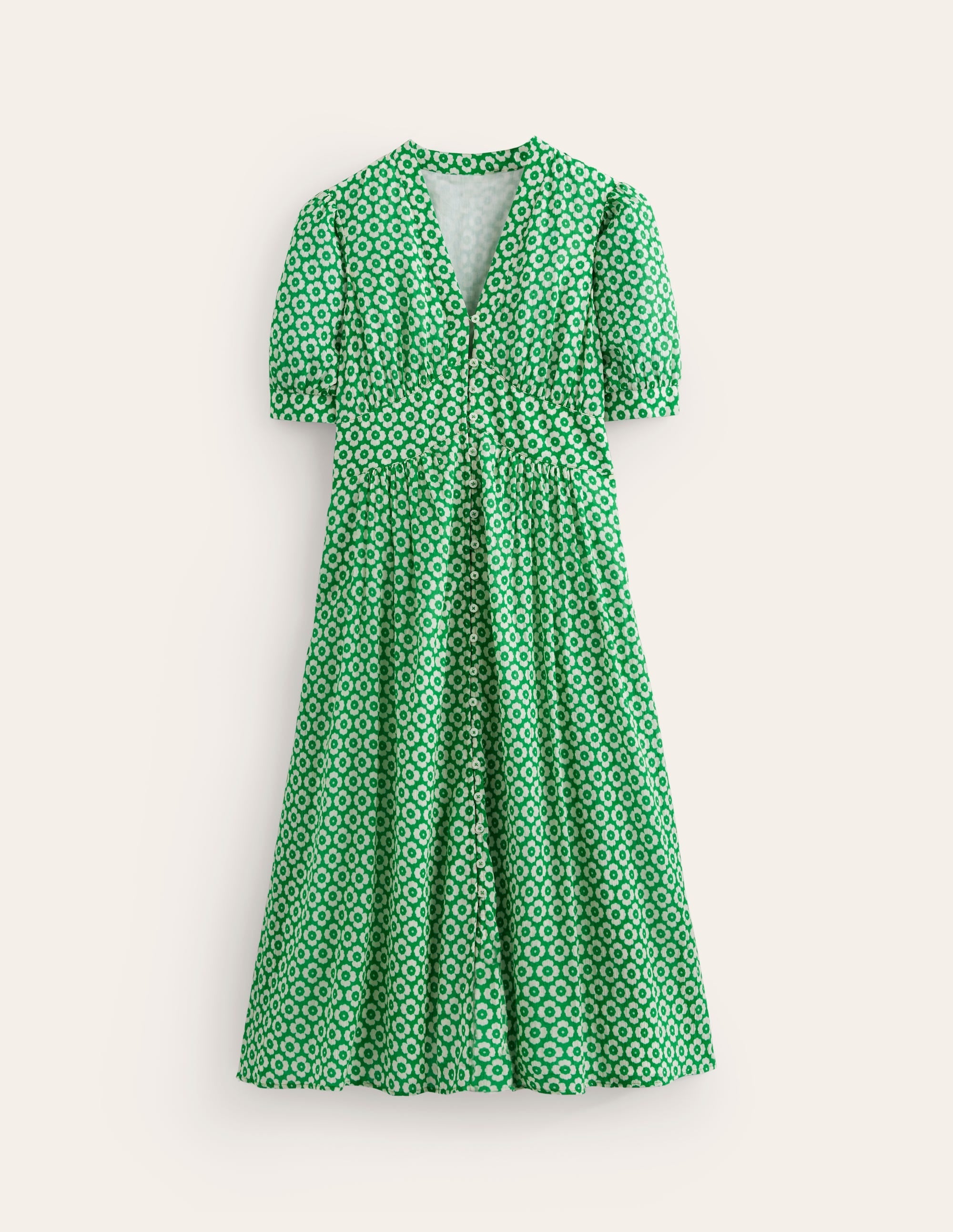Elsa Crinkle Midi Tea Dress-Green Tambourine, Primrose - Image 7