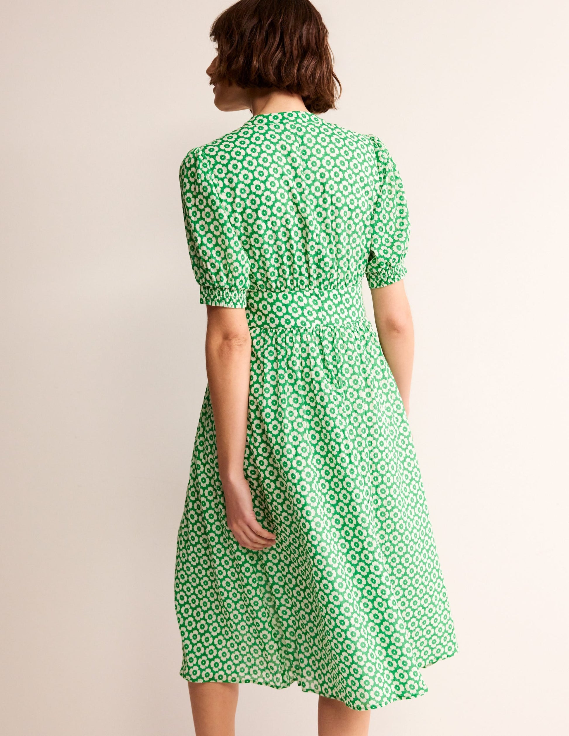 Elsa Crinkle Midi Tea Dress-Green Tambourine, Primrose-4