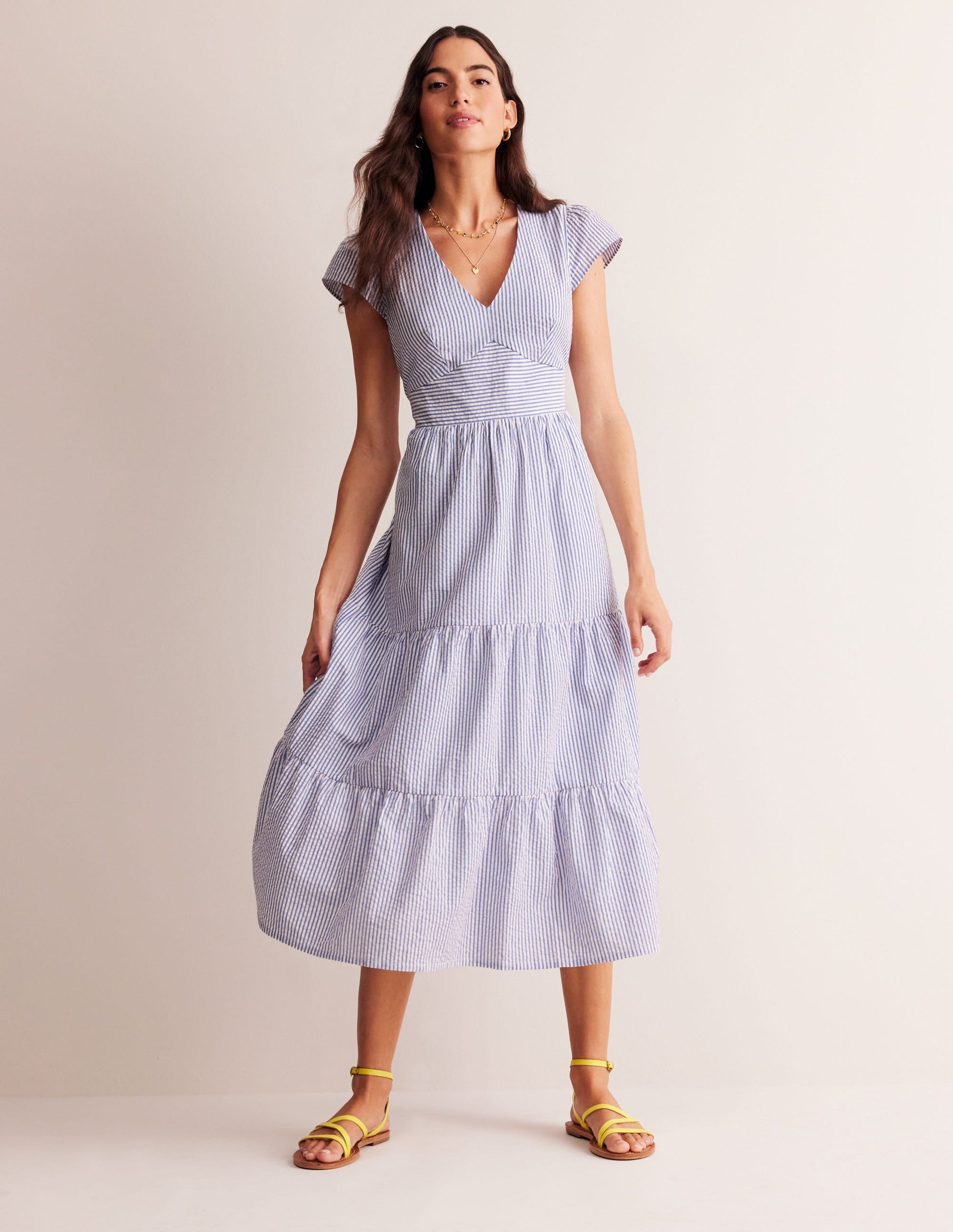 May Cotton Midi Tea Dress-Surf The Web and Ivory-1